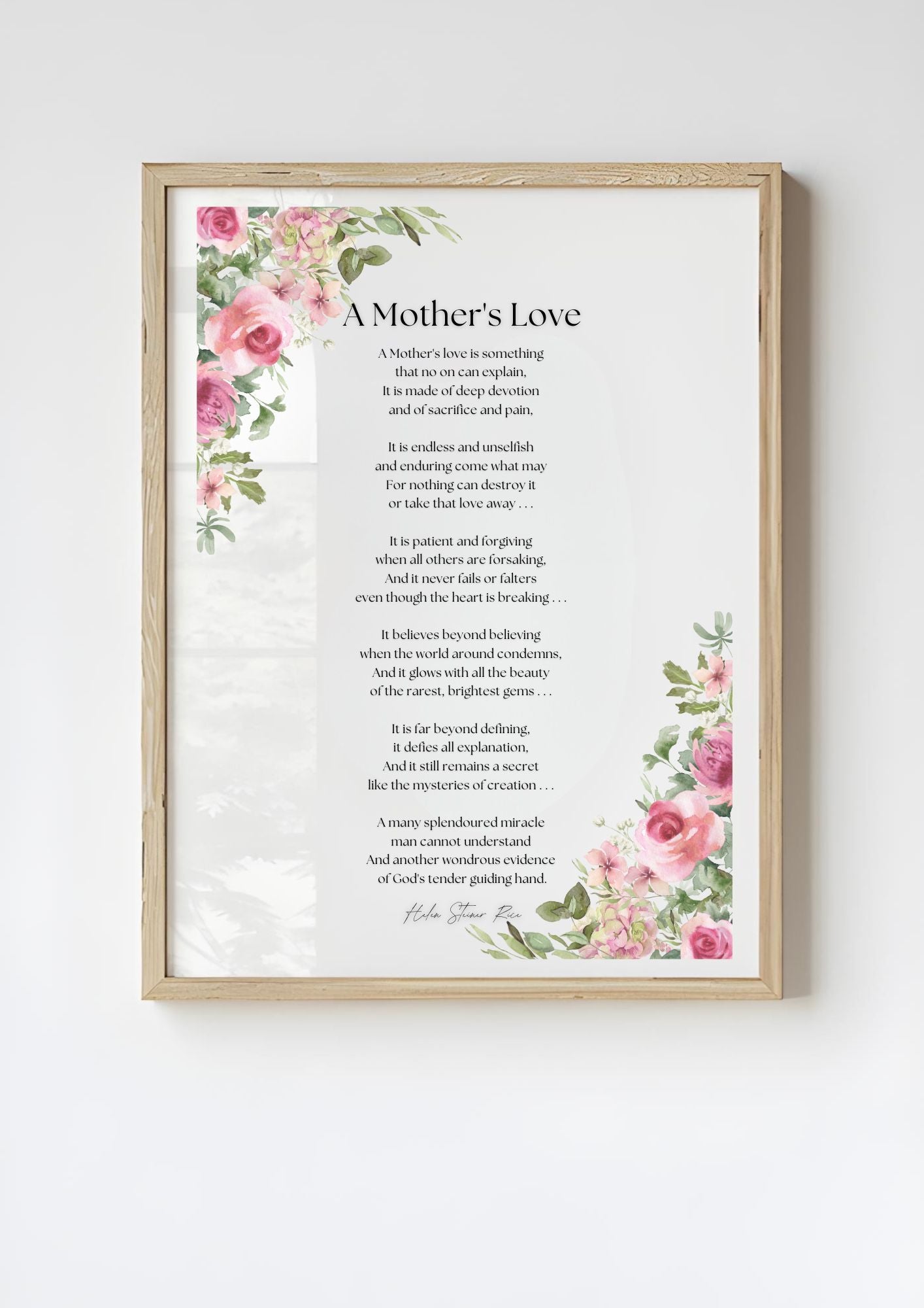 A Mother’s Love – Helen Steiner Rice Poem Print