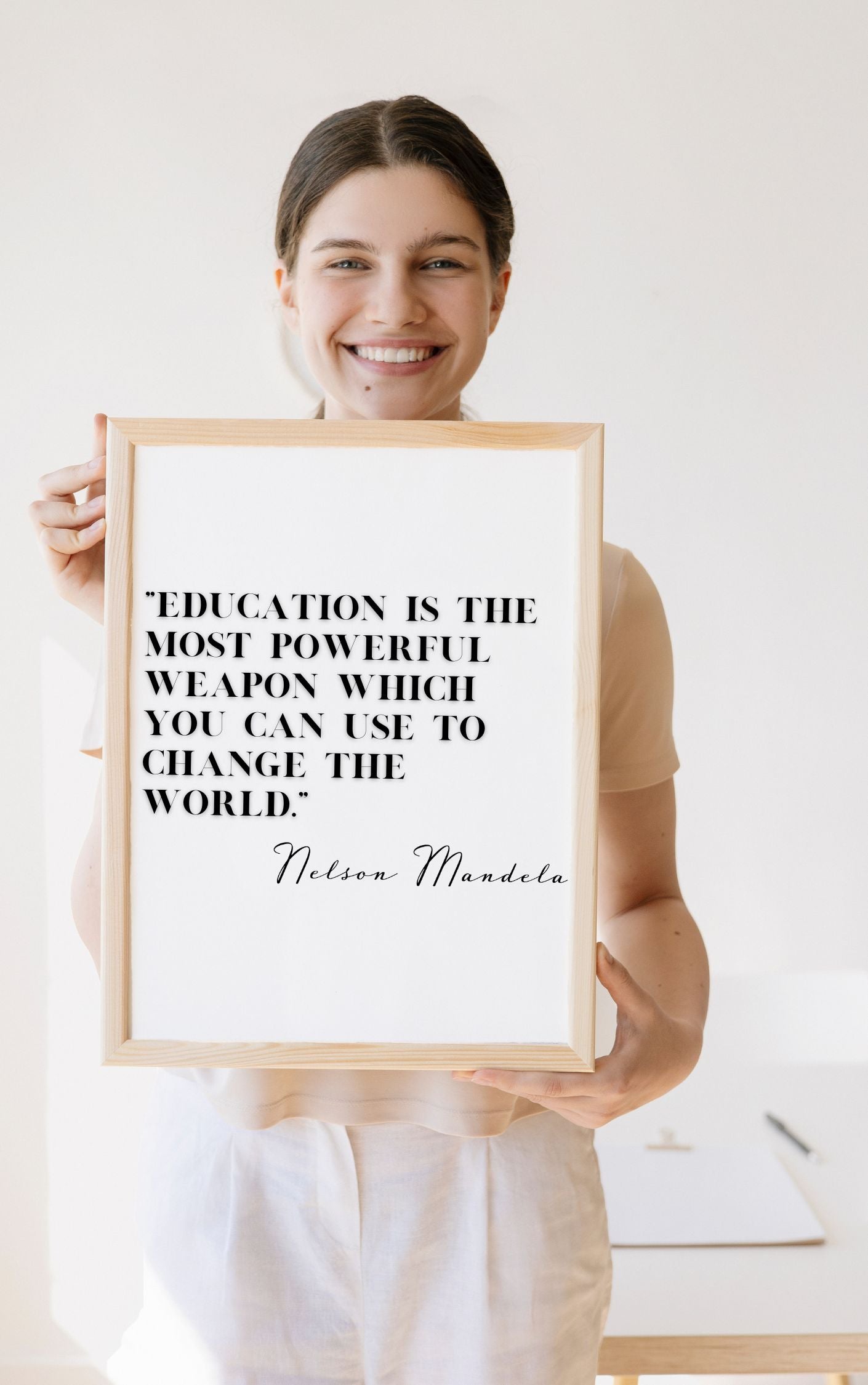 Nelson Mandela Quote Print – Education is the Most Powerful Weapon