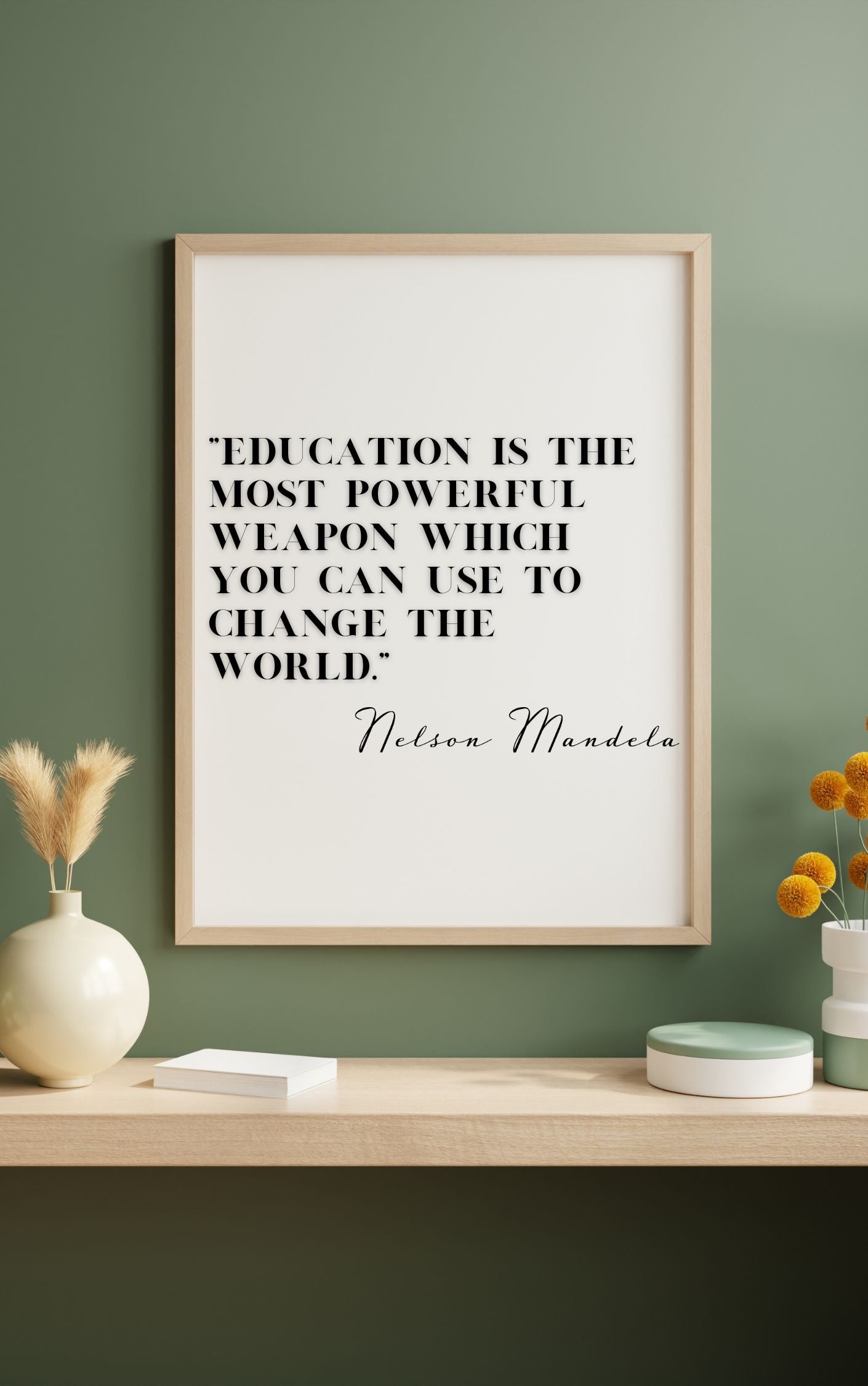 Nelson Mandela Quote Print – Education is the Most Powerful Weapon