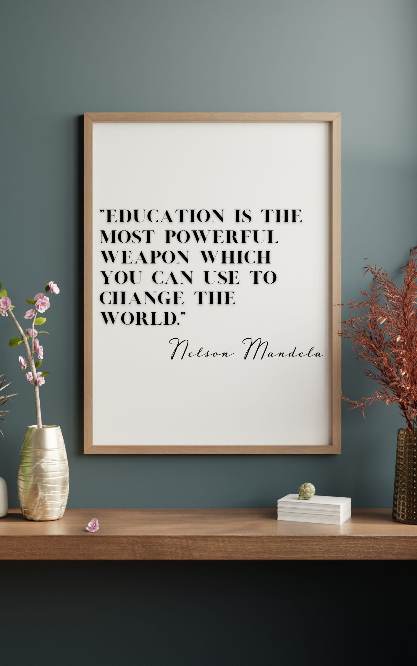 Nelson Mandela Quote Print – Education is the Most Powerful Weapon