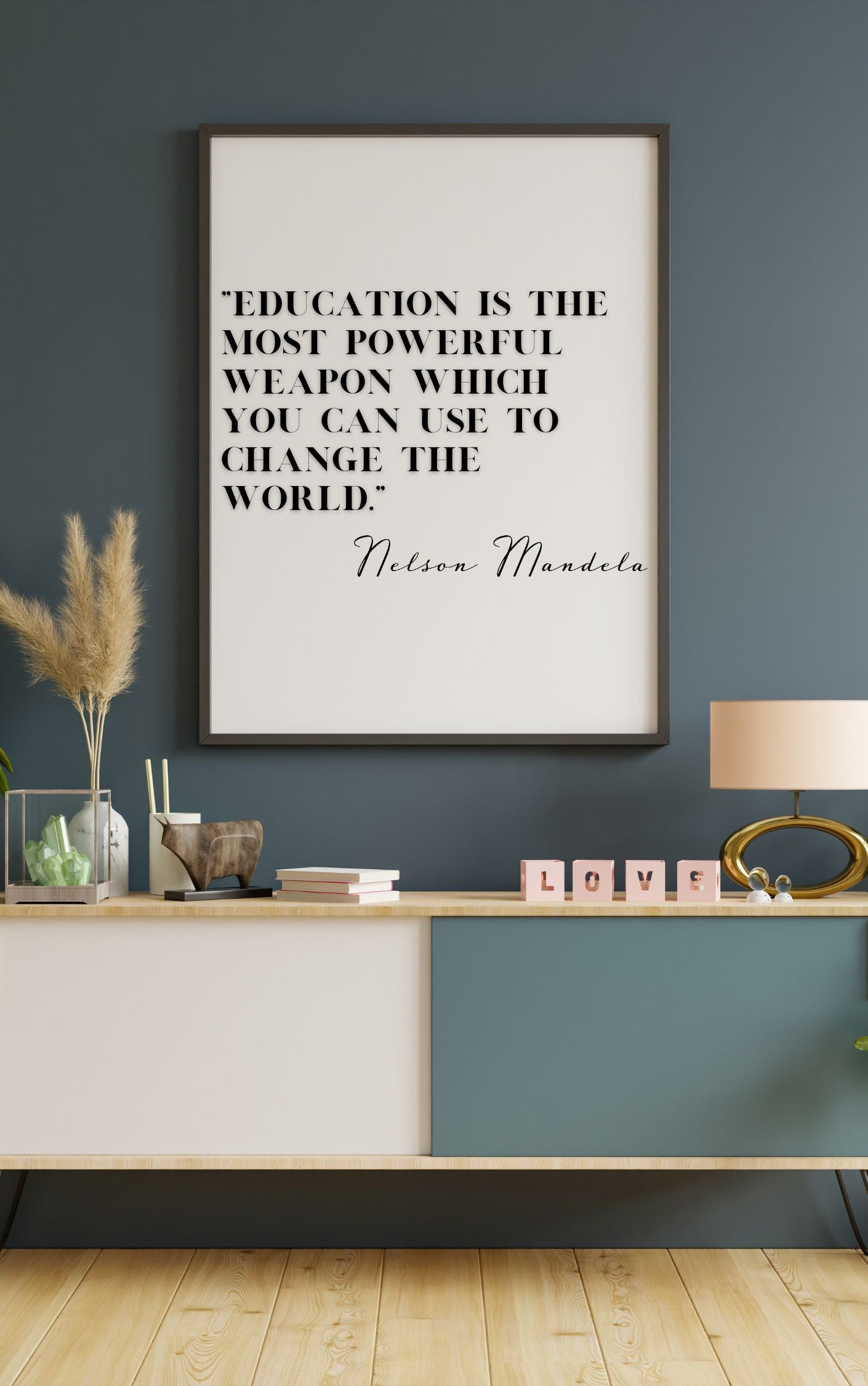 Nelson Mandela Quote Print – Education is the Most Powerful Weapon