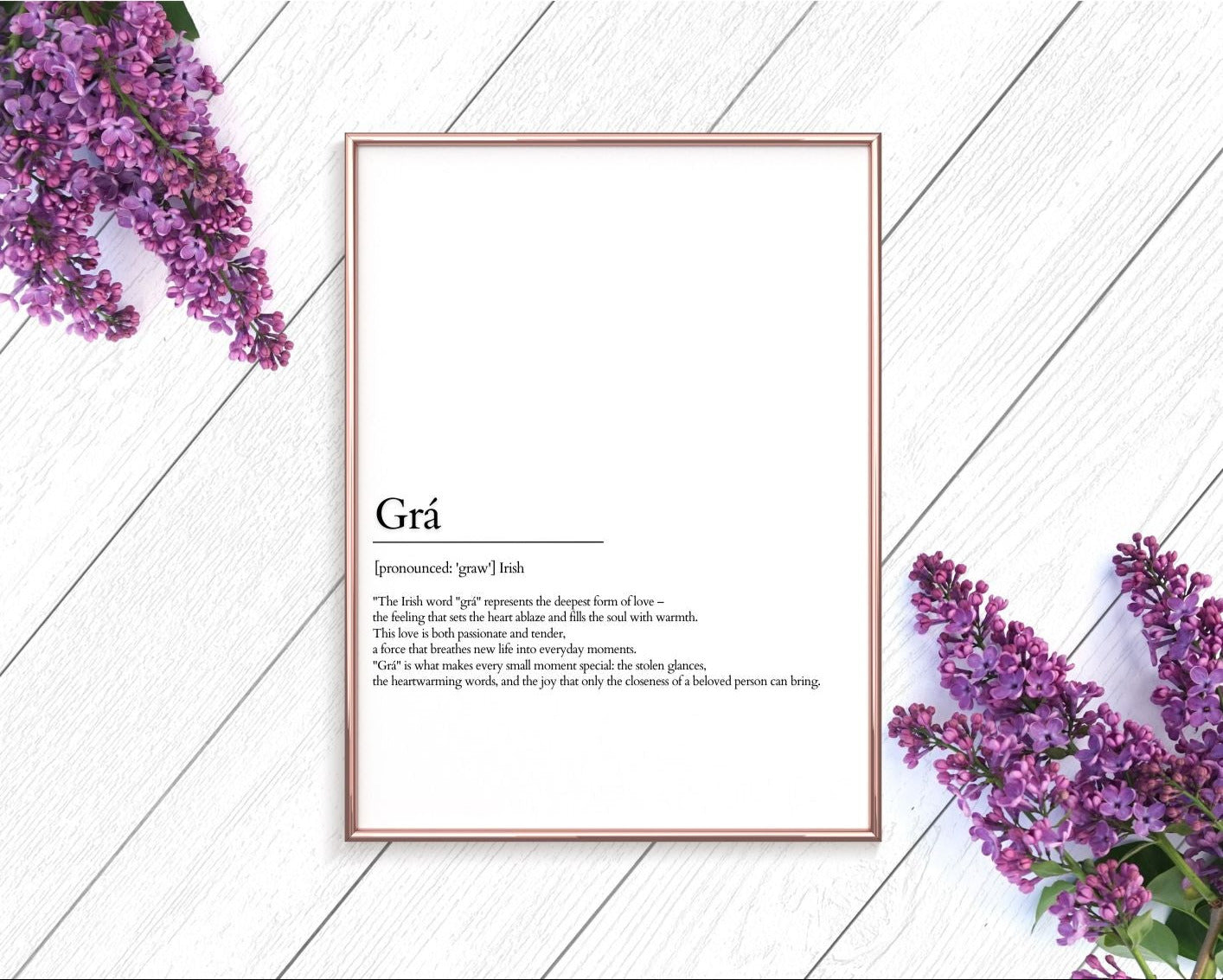 Grá – Irish Love Definition Print | Minimalist Wall Art