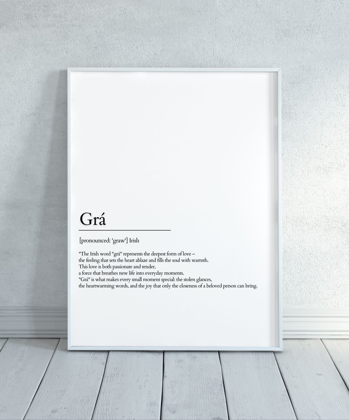 Grá – Irish Love Definition Print | Minimalist Wall Art