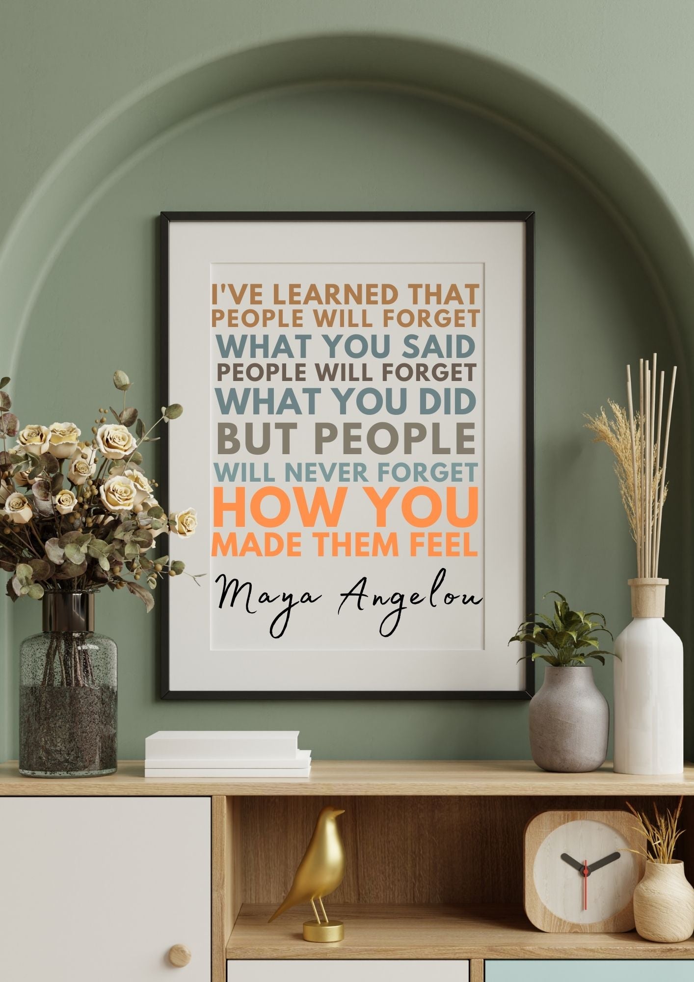 Maya Angelou Quote – How You Made Them Feel | Motivational Wall Art