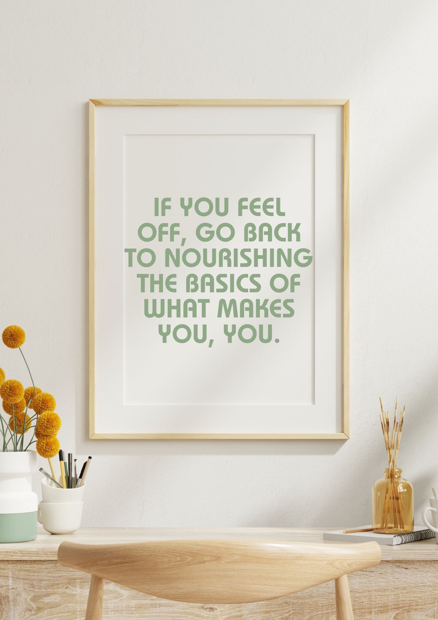 Self-Care Quote – Nourish Your True Self | Minimalist Wall Art