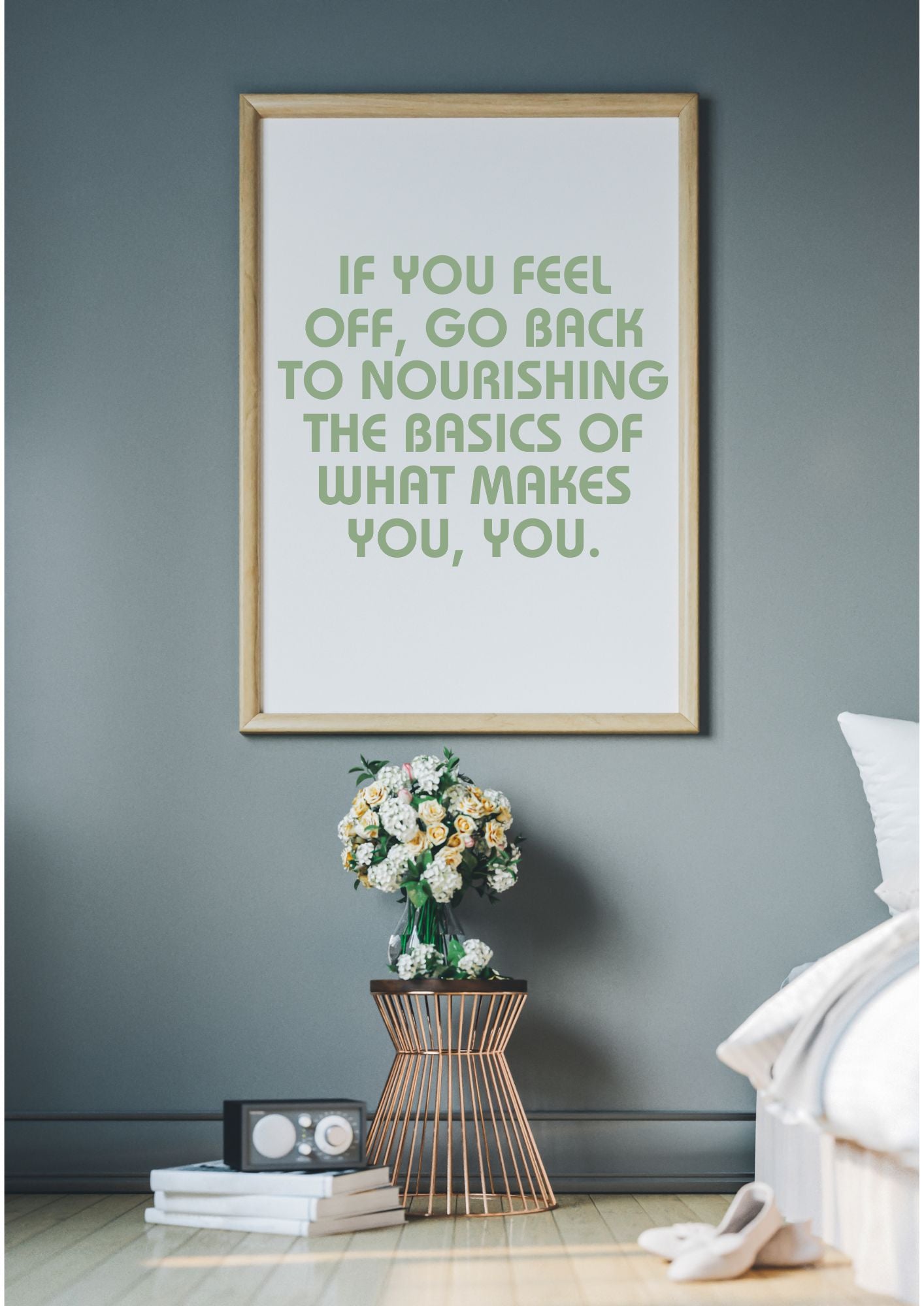 Self-Care Quote – Nourish Your True Self | Minimalist Wall Art