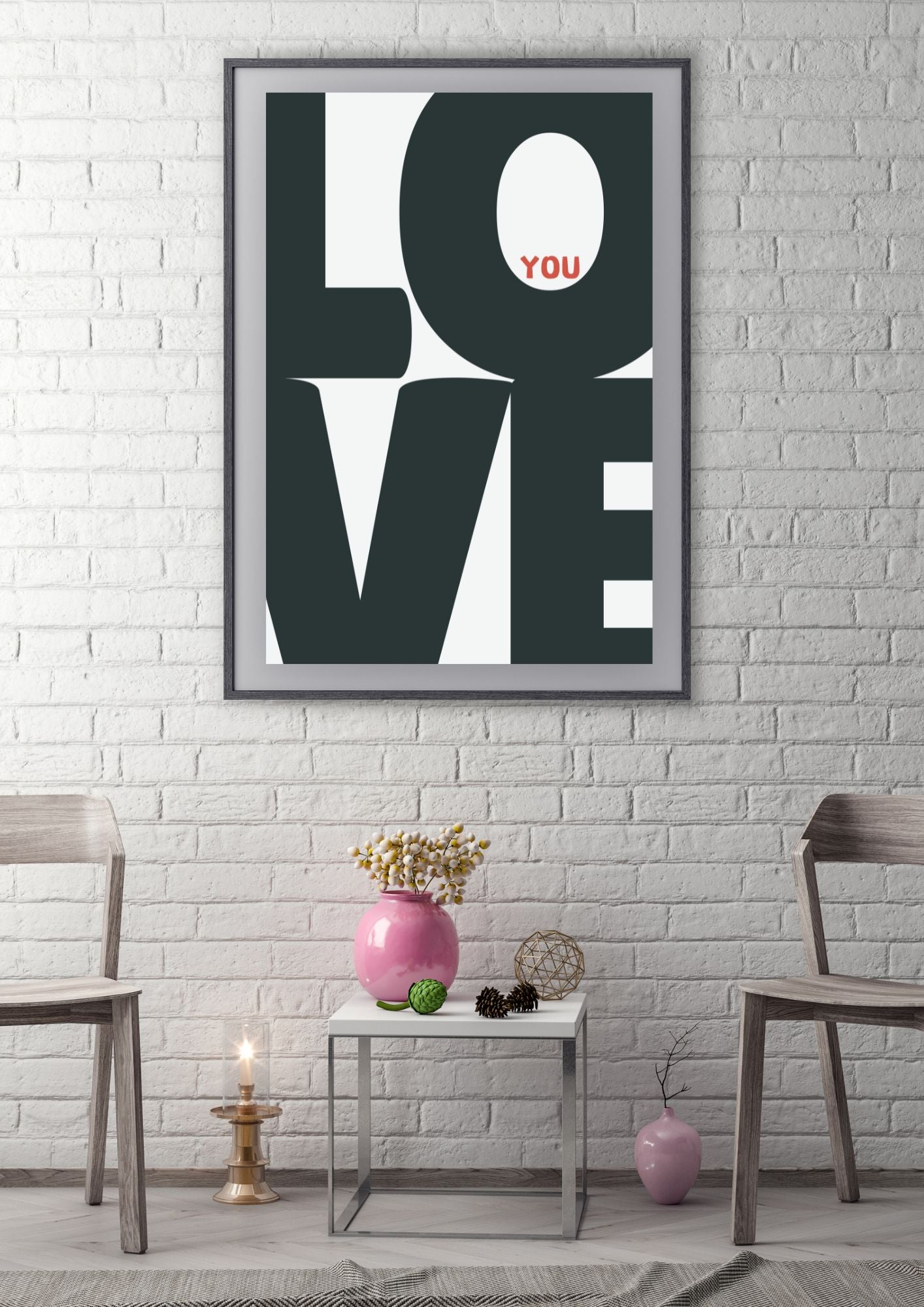 LOVE YOU Bold Typography Print – Modern Minimalist Wall Art