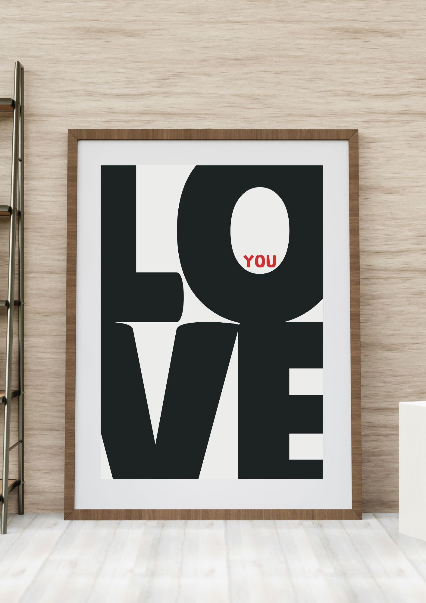 LOVE YOU Bold Typography Print – Modern Minimalist Wall Art