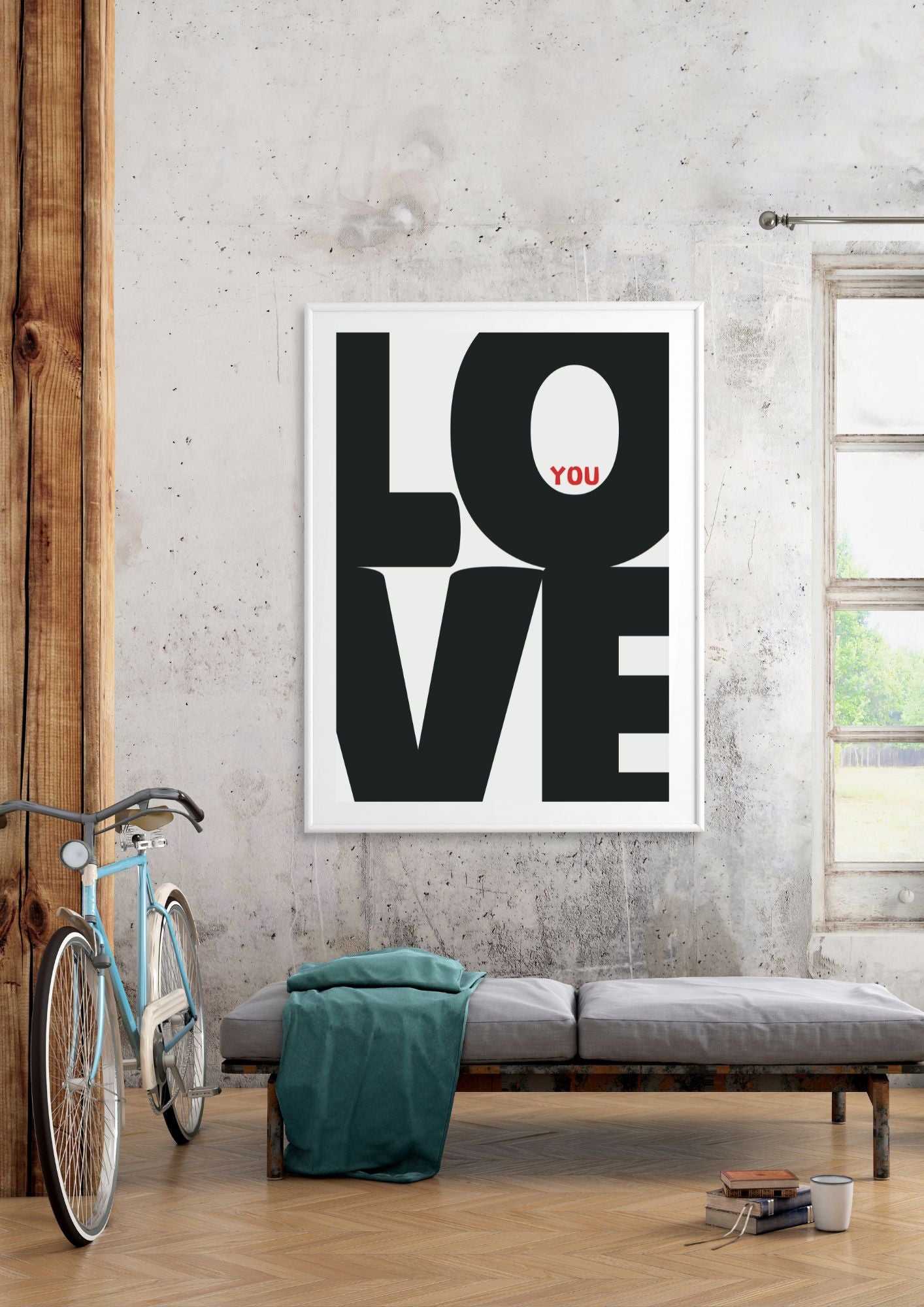 LOVE YOU Bold Typography Print – Modern Minimalist Wall Art
