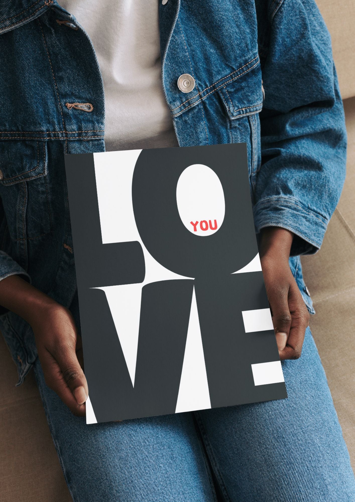 LOVE YOU Bold Typography Print – Modern Minimalist Wall Art
