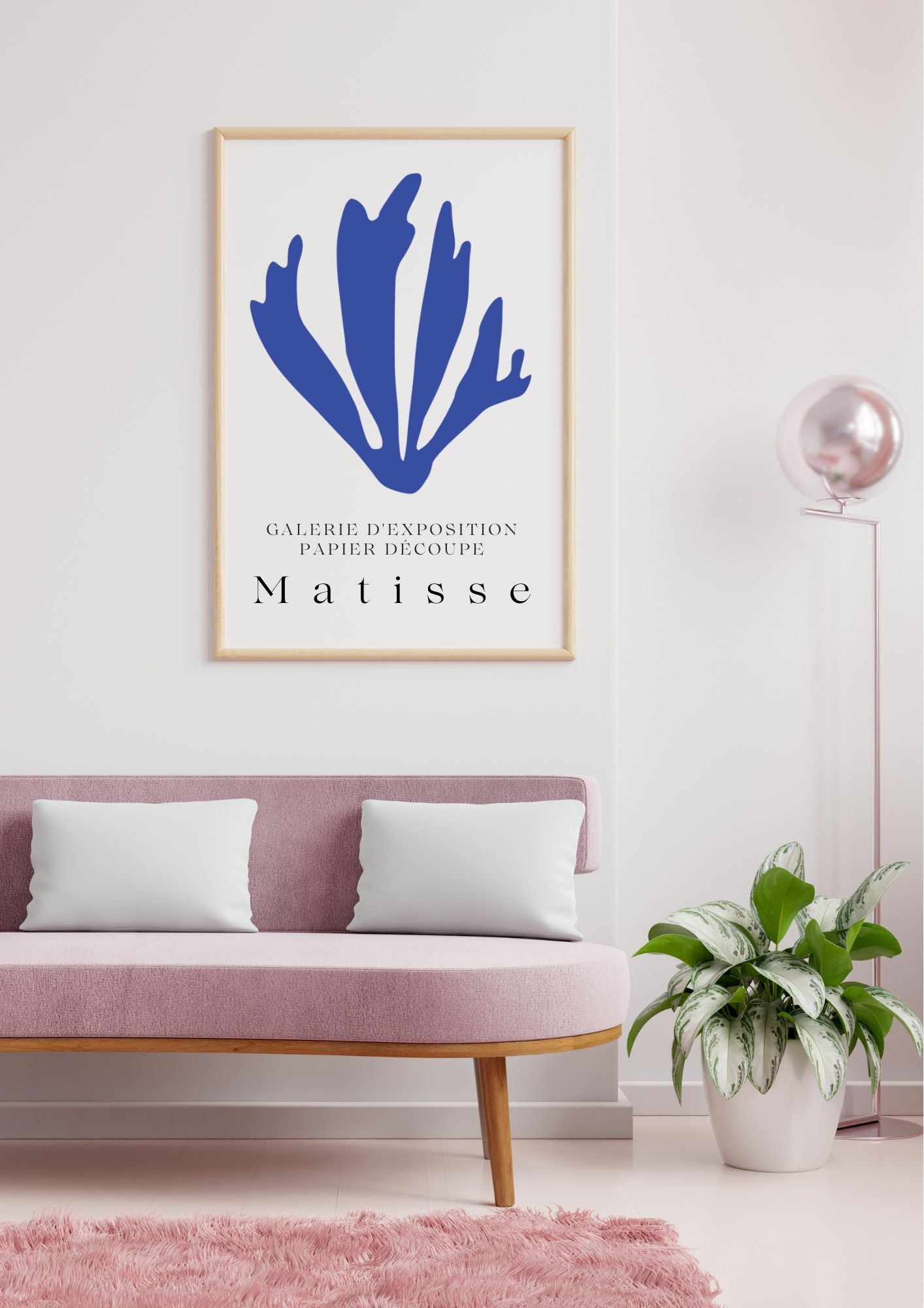 Matisse-Inspired Blue Cutout Art | Minimalist Botanical Digital Print