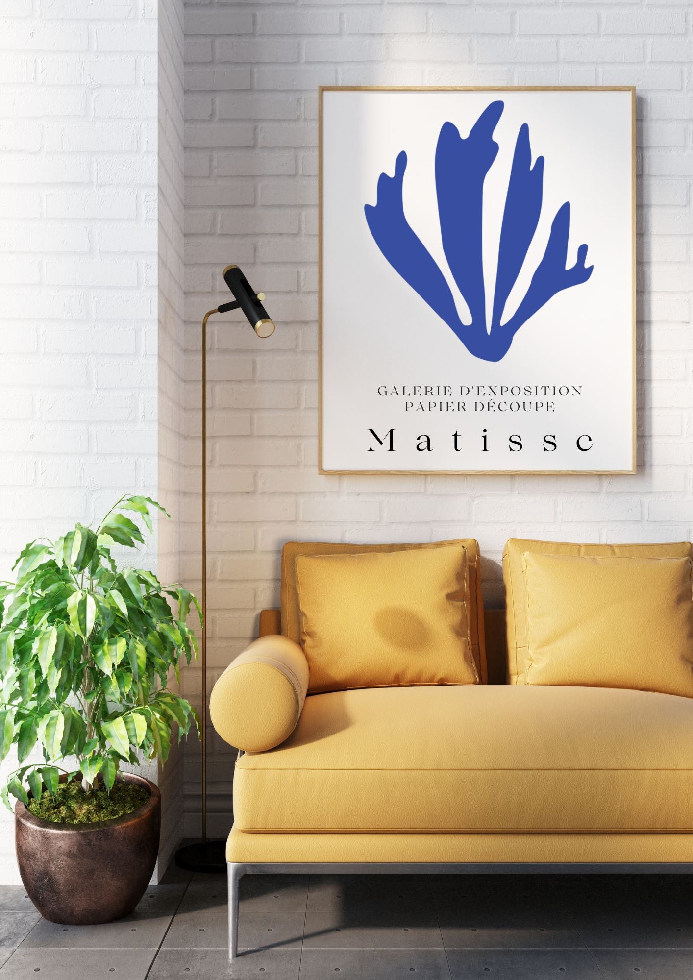 Matisse-Inspired Blue Cutout Art | Minimalist Botanical Digital Print