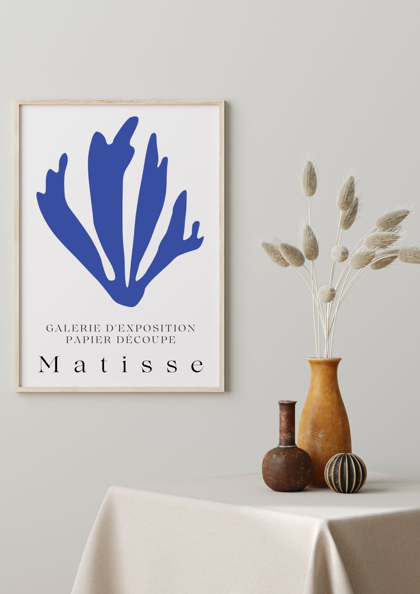 Matisse-Inspired Blue Cutout Art | Minimalist Botanical Digital Print