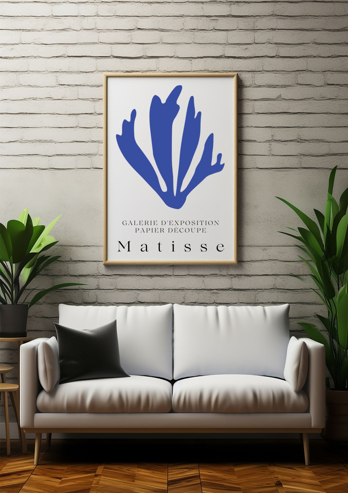 Matisse-Inspired Blue Cutout Art | Minimalist Botanical Digital Print