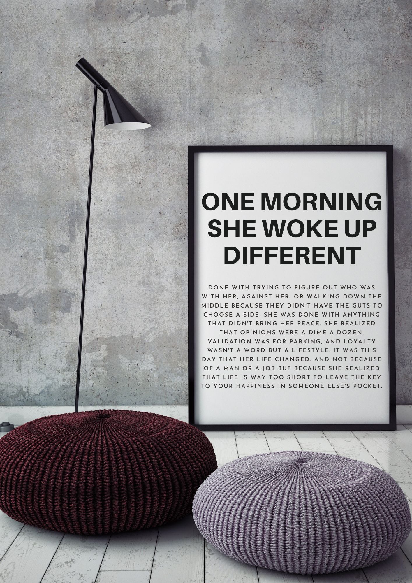 One Morning She Woke Up Different – Empowering Quote Printable Wall Art
