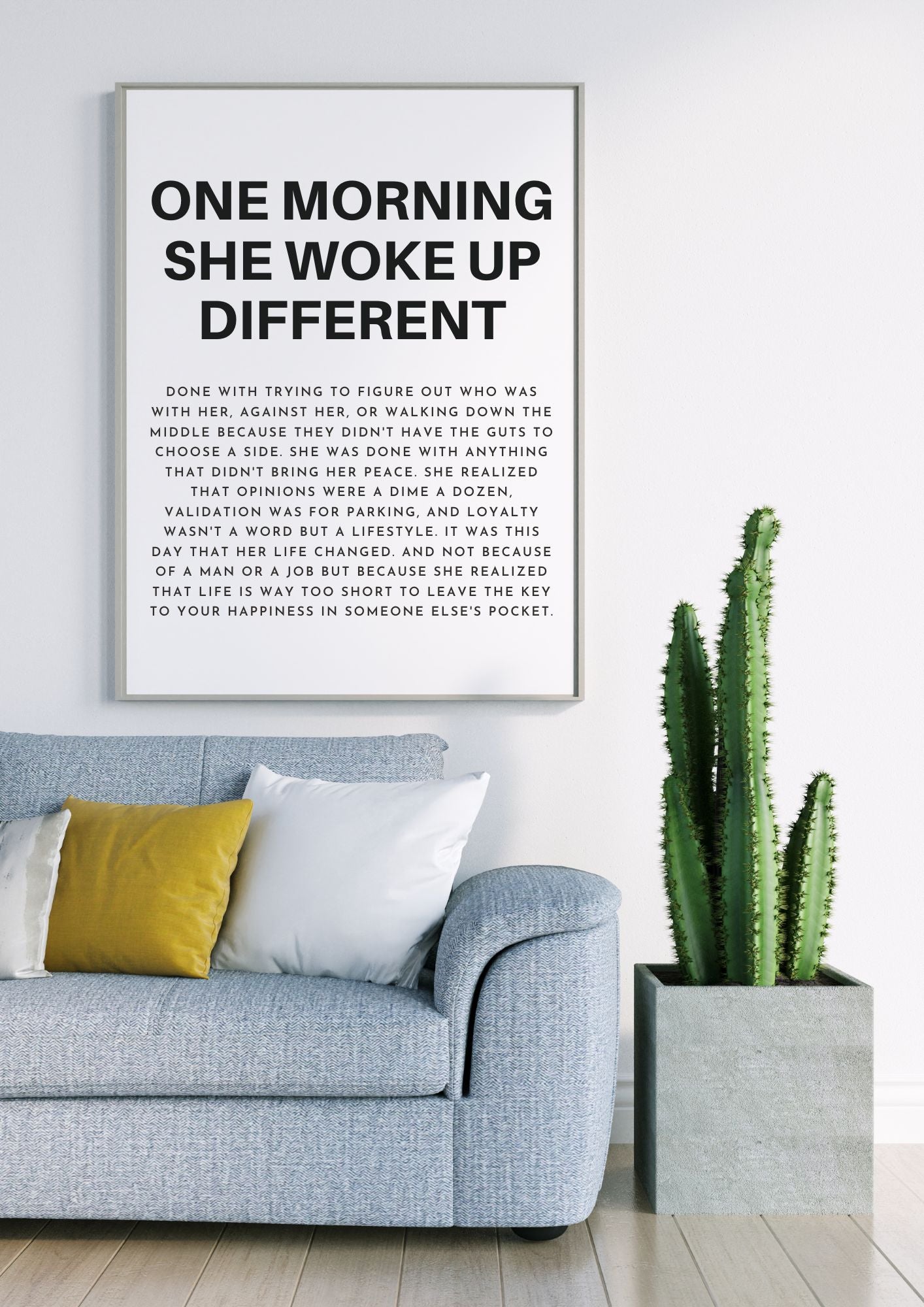 One Morning She Woke Up Different – Empowering Quote Printable Wall Art
