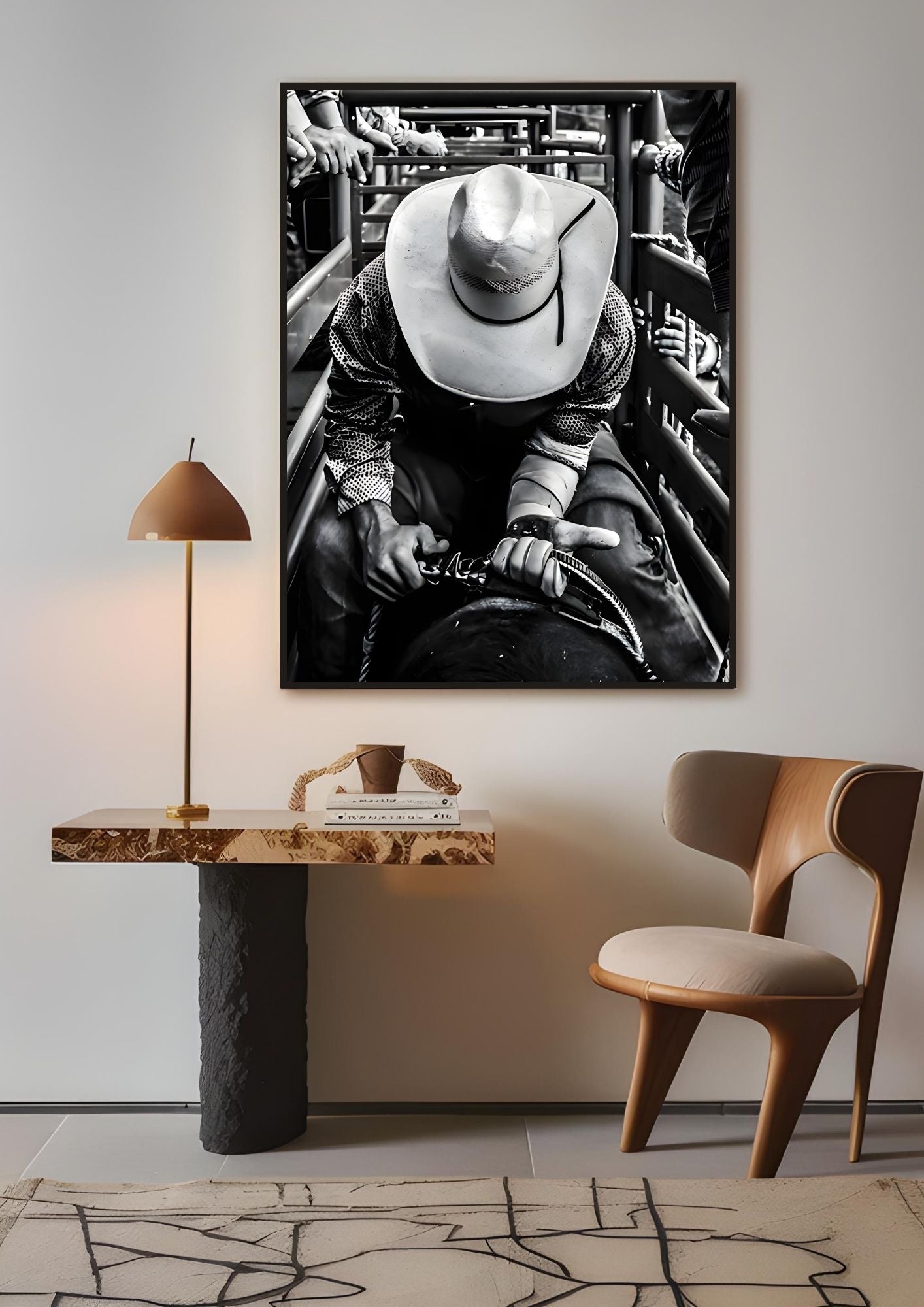 Cowboy Rodeo Printable – Black & White Western Wall Art