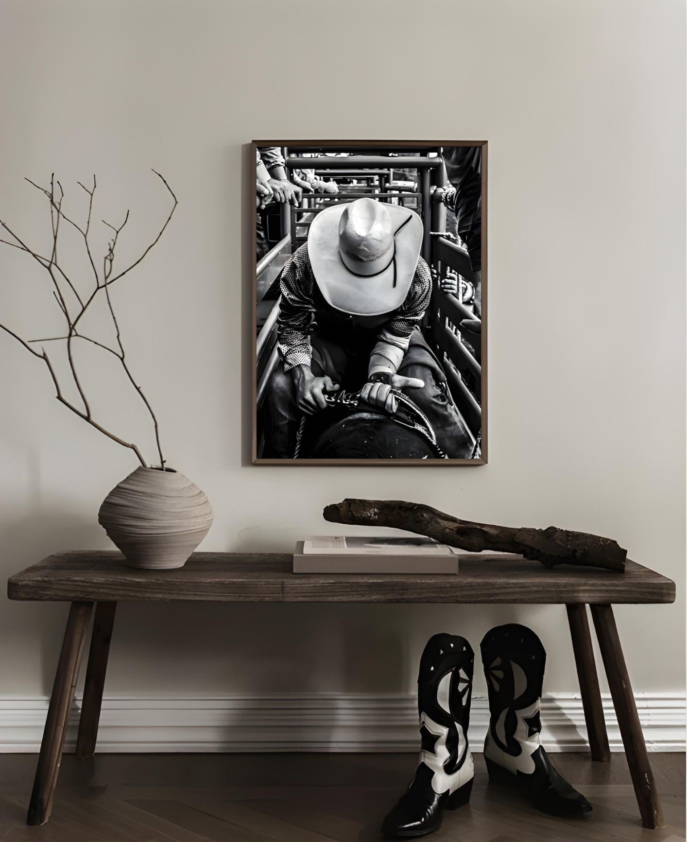 Cowboy Rodeo Printable – Black & White Western Wall Art