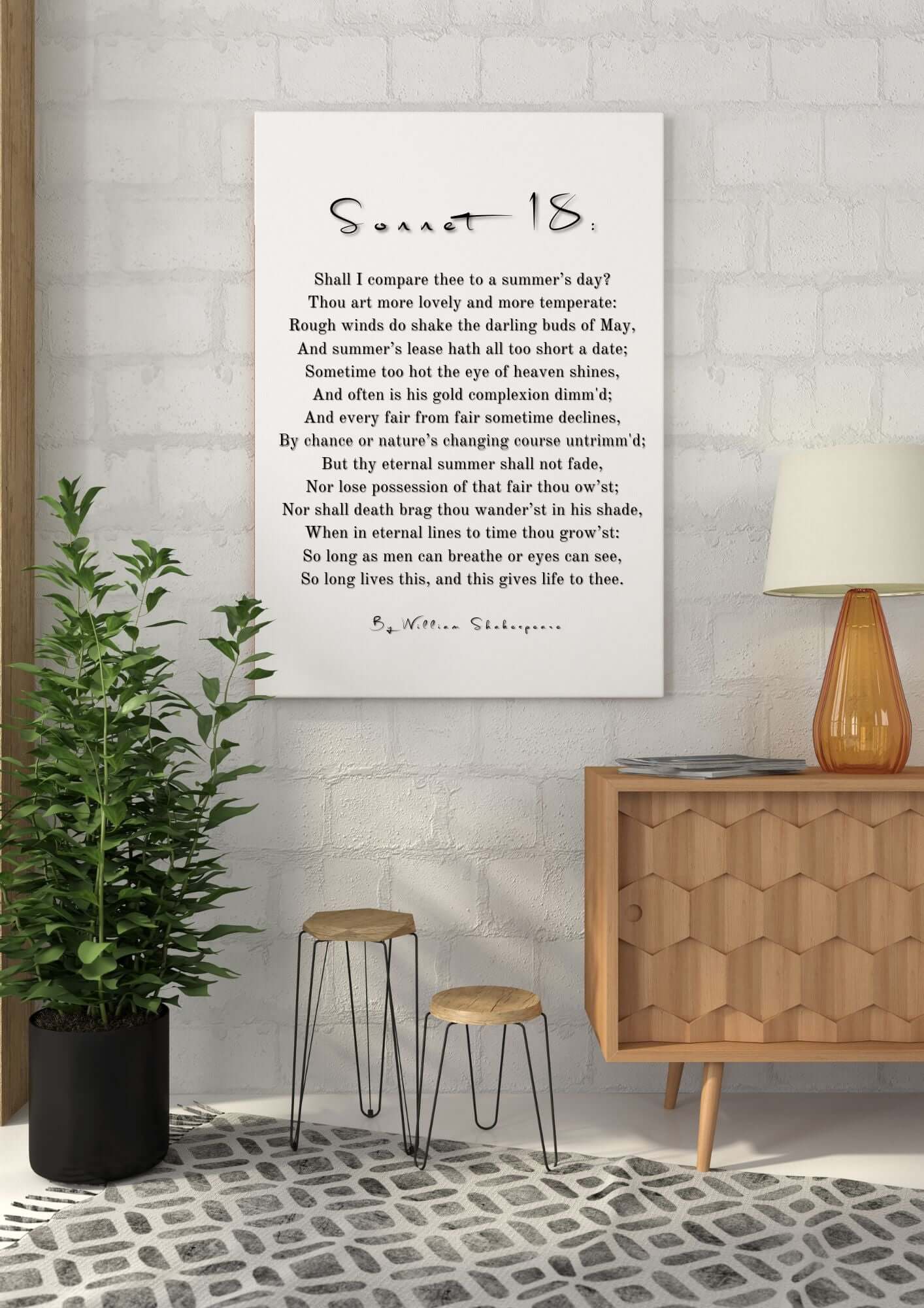 Sonnet 18 by William Shakespeare – Timeless Poetry Printable Wall Art in modern room setting