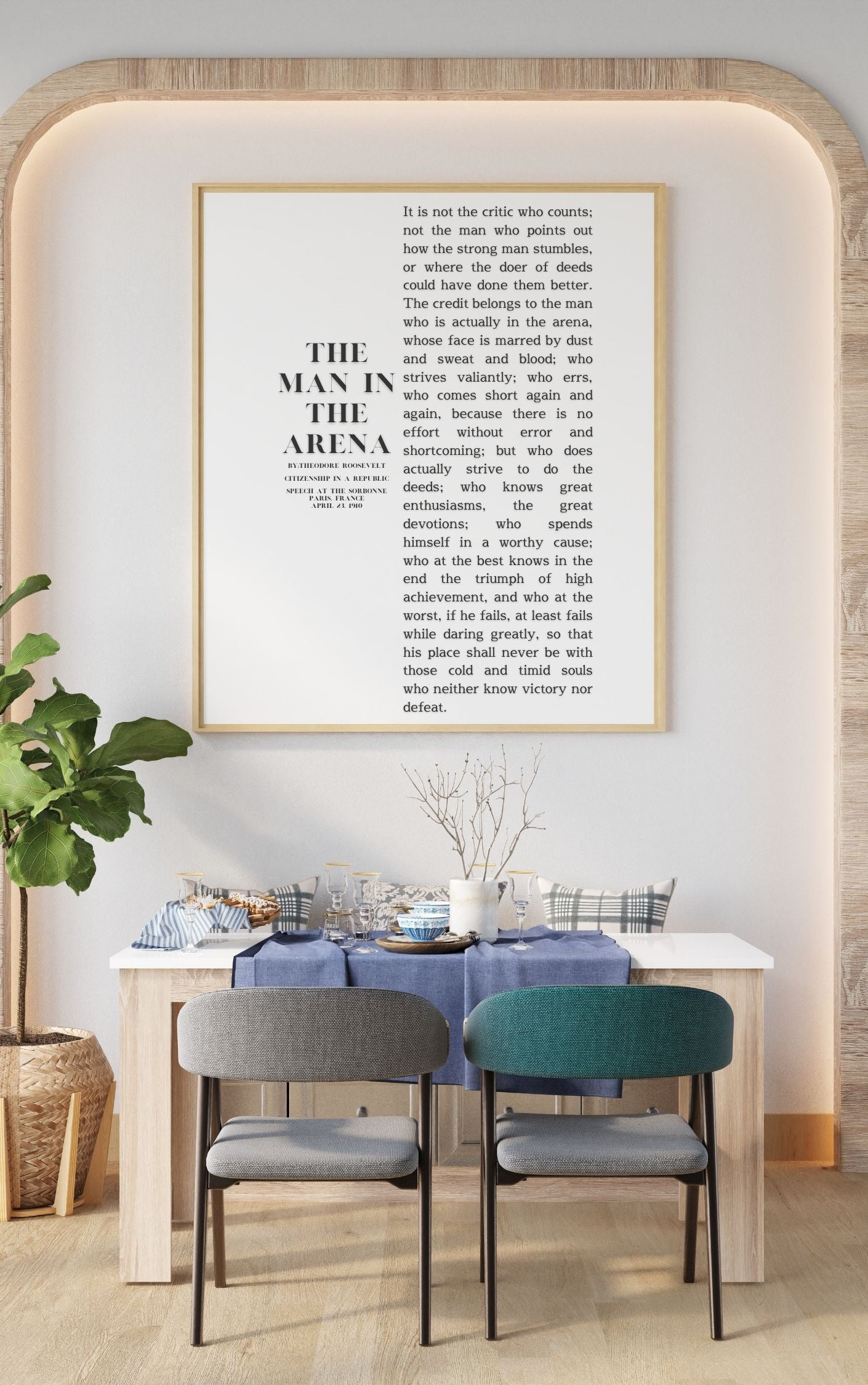 The Man in the Arena by Theodore Roosevelt – Inspirational Leadership Wall Art
