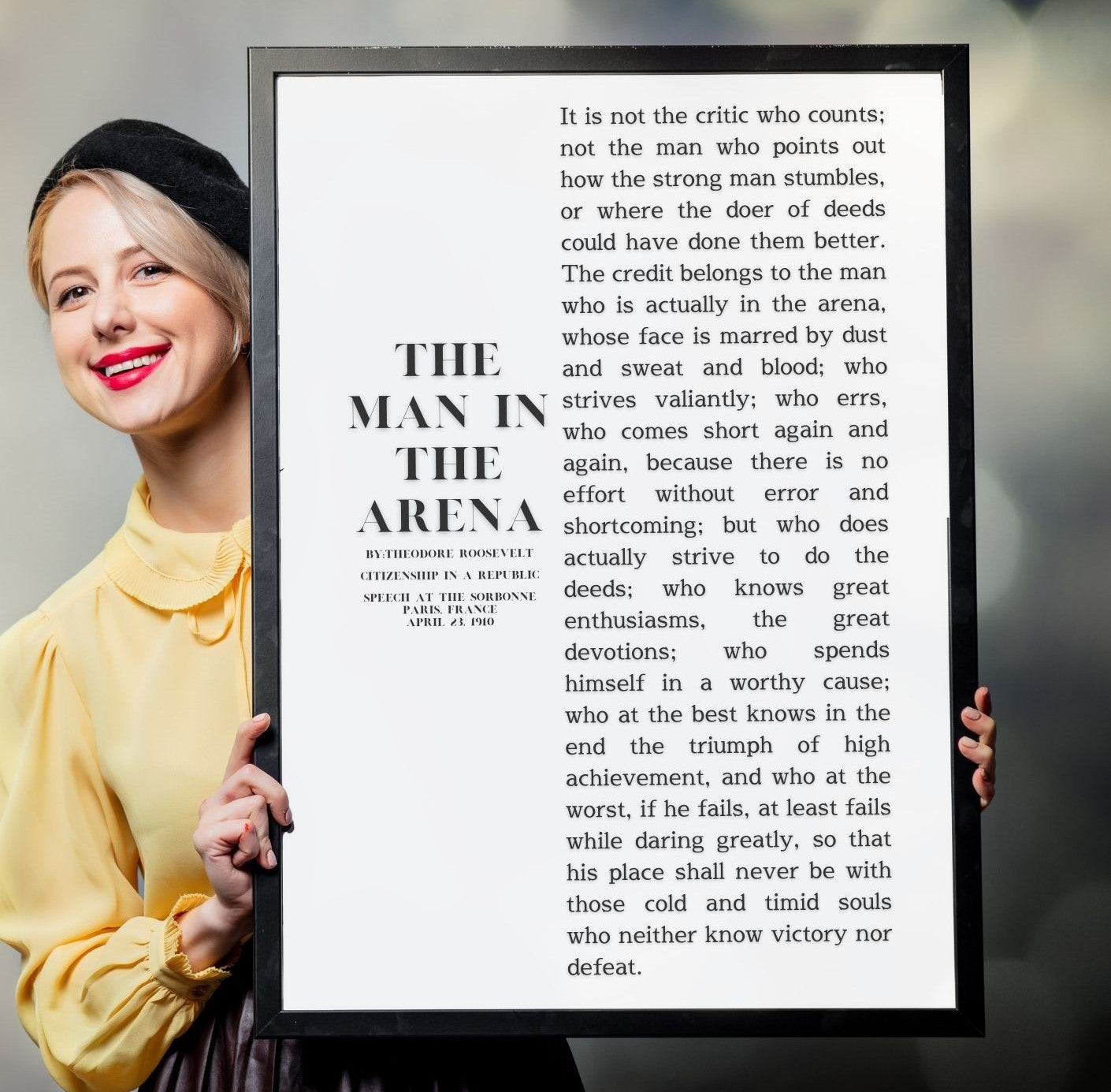 The Man in the Arena by Theodore Roosevelt – Inspirational Leadership Wall Art