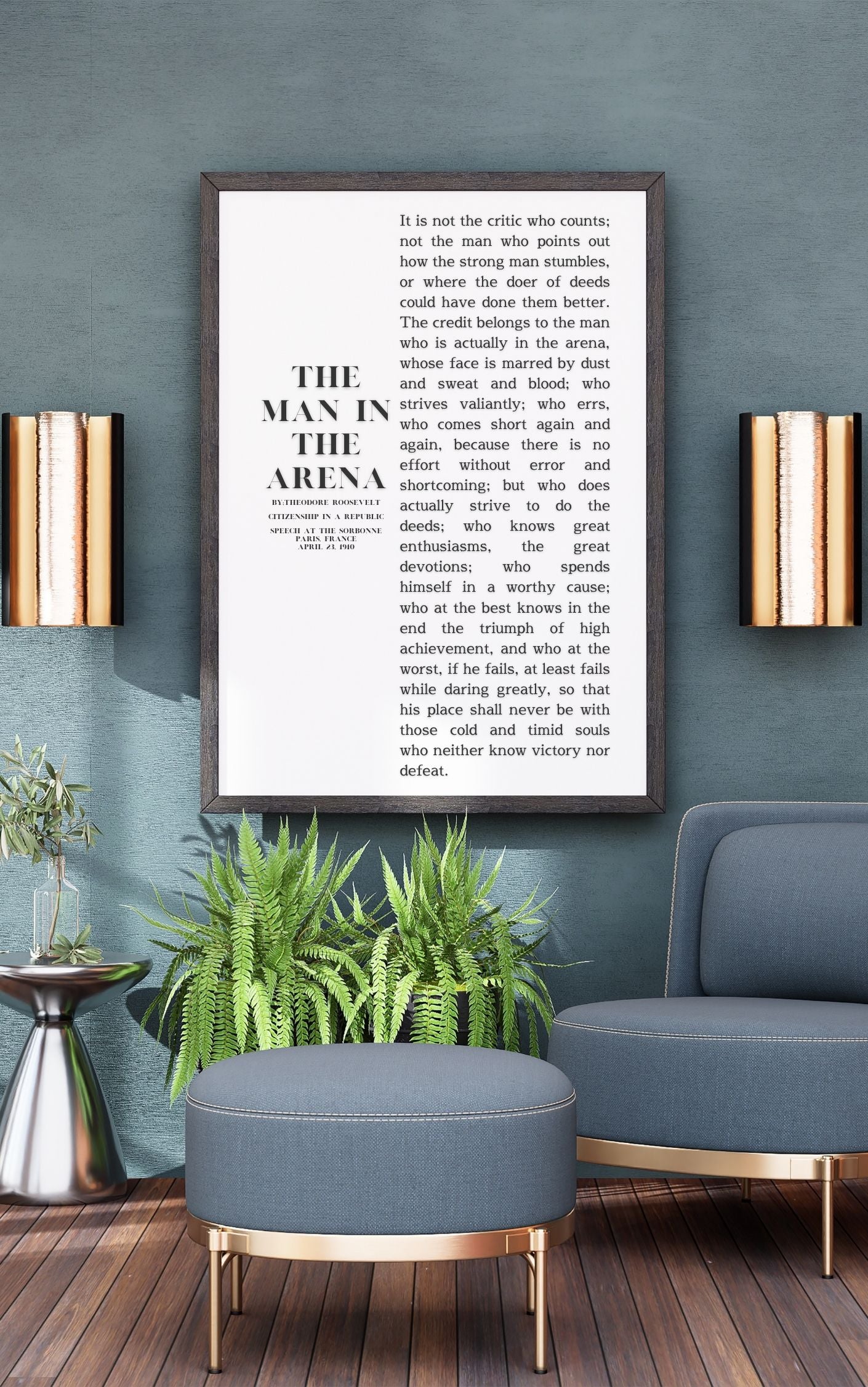 The Man in the Arena by Theodore Roosevelt – Inspirational Leadership Wall Art