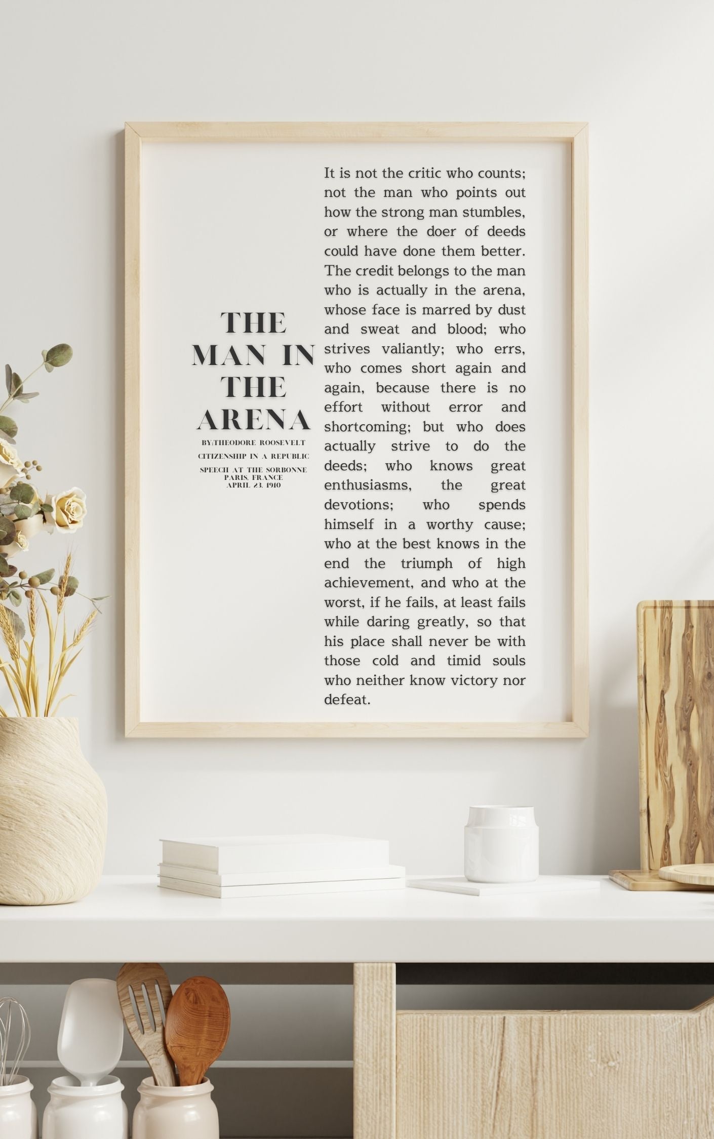 The Man in the Arena by Theodore Roosevelt – Inspirational Leadership Wall Art