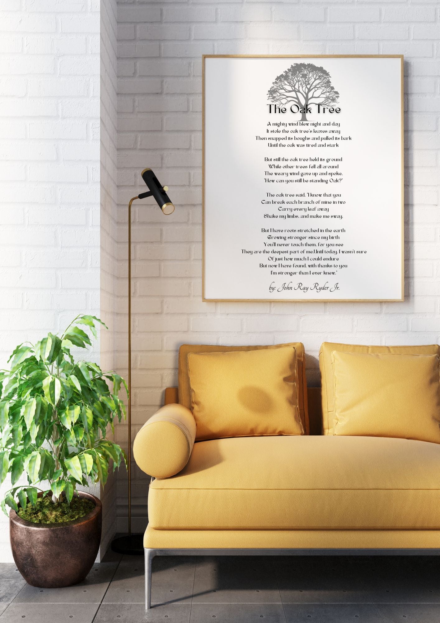 The Oak Tree by John Ray Ryder Jr. – Inspirational Resilience Poem Wall Art