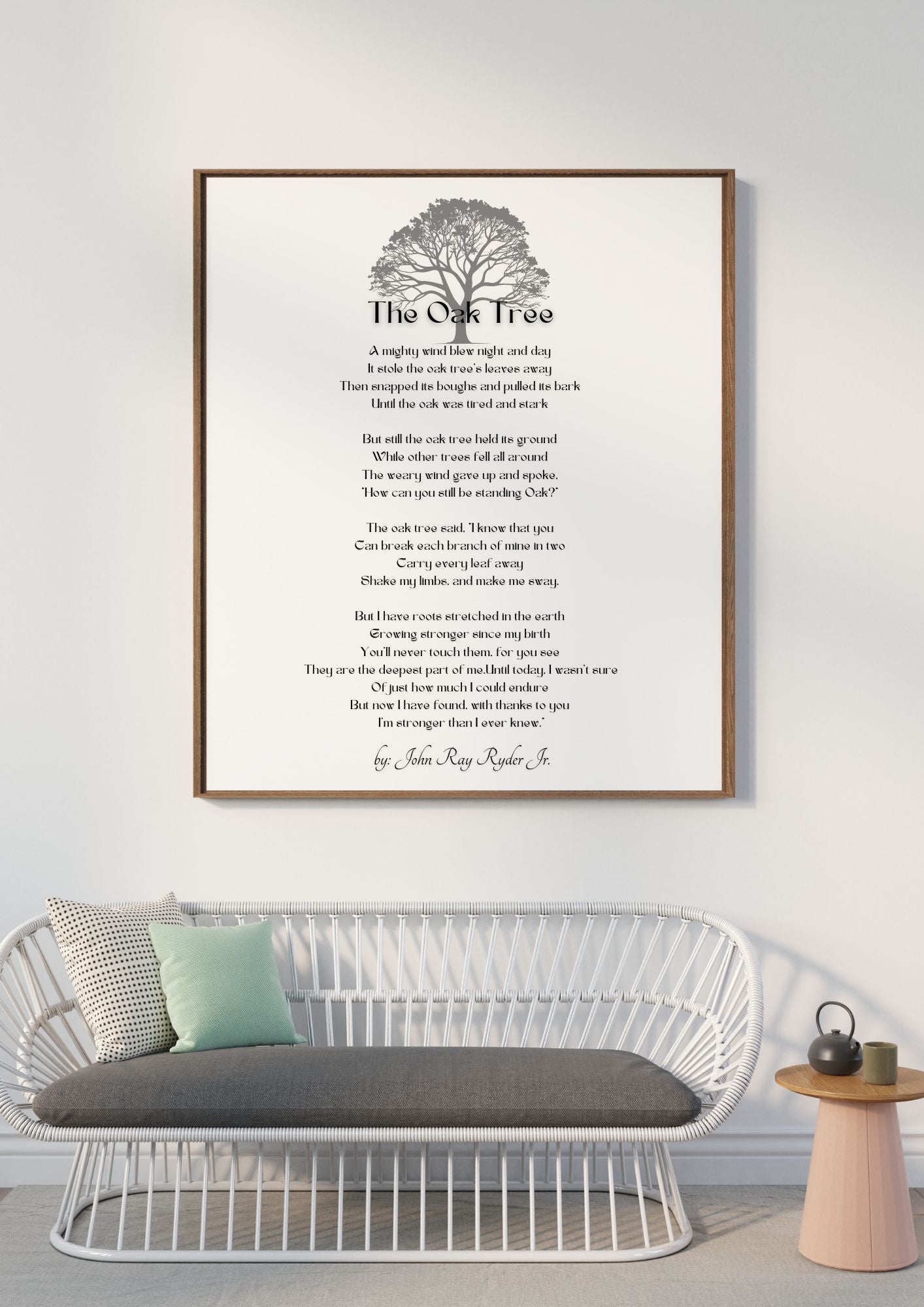The Oak Tree by John Ray Ryder Jr. – Inspirational Resilience Poem Wall Art