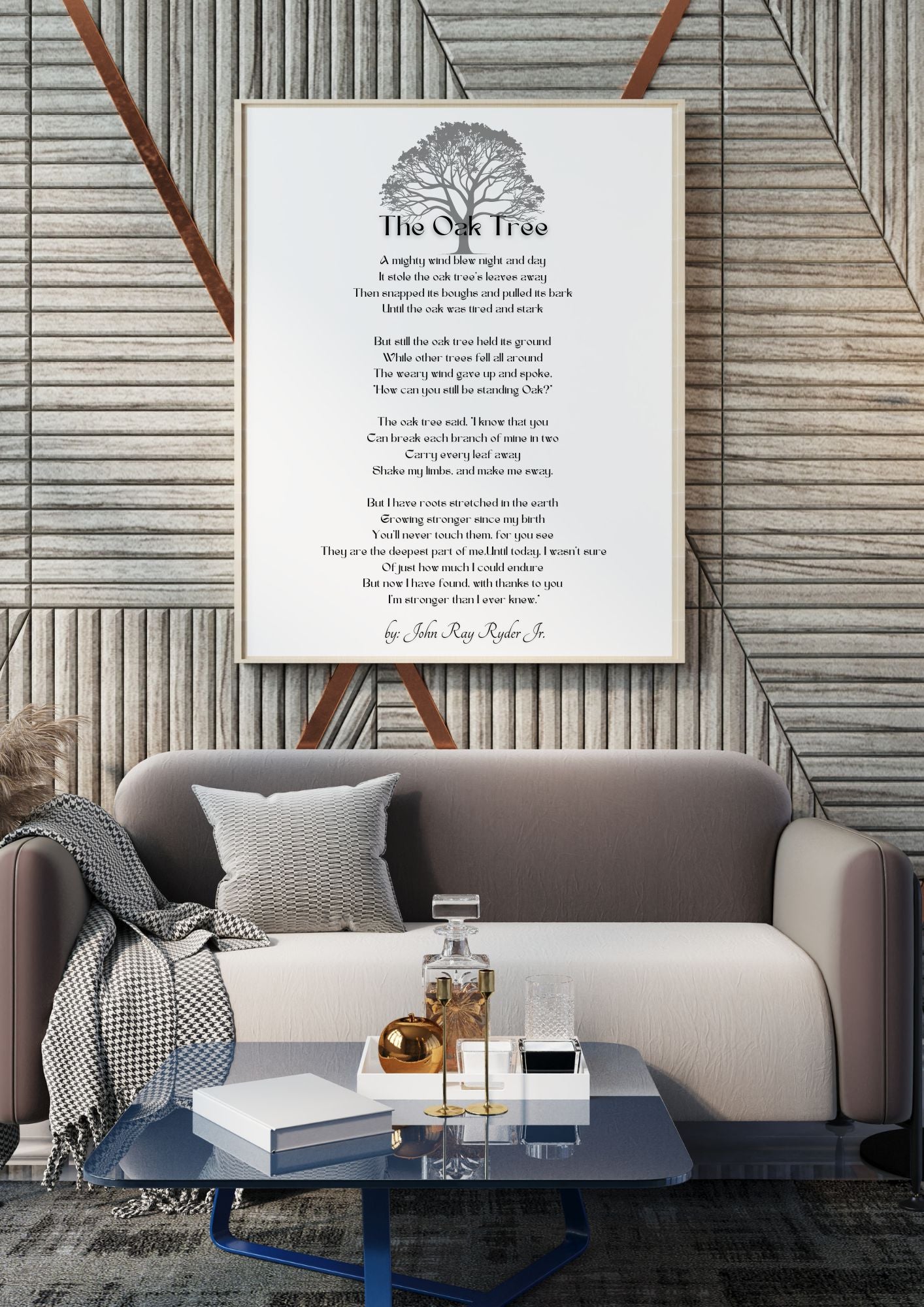 The Oak Tree by John Ray Ryder Jr. – Inspirational Resilience Poem Wall Art