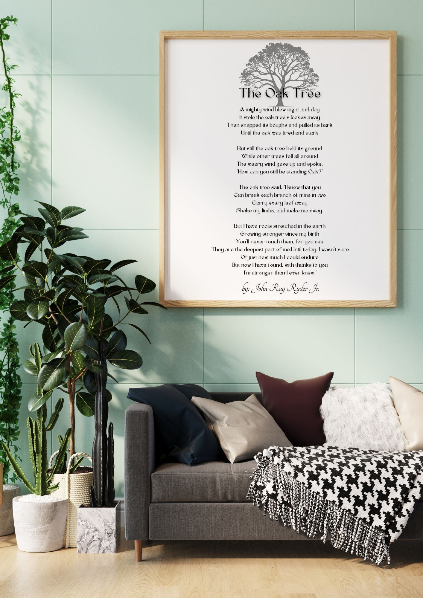 The Oak Tree by John Ray Ryder Jr. – Inspirational Resilience Poem Wall Art