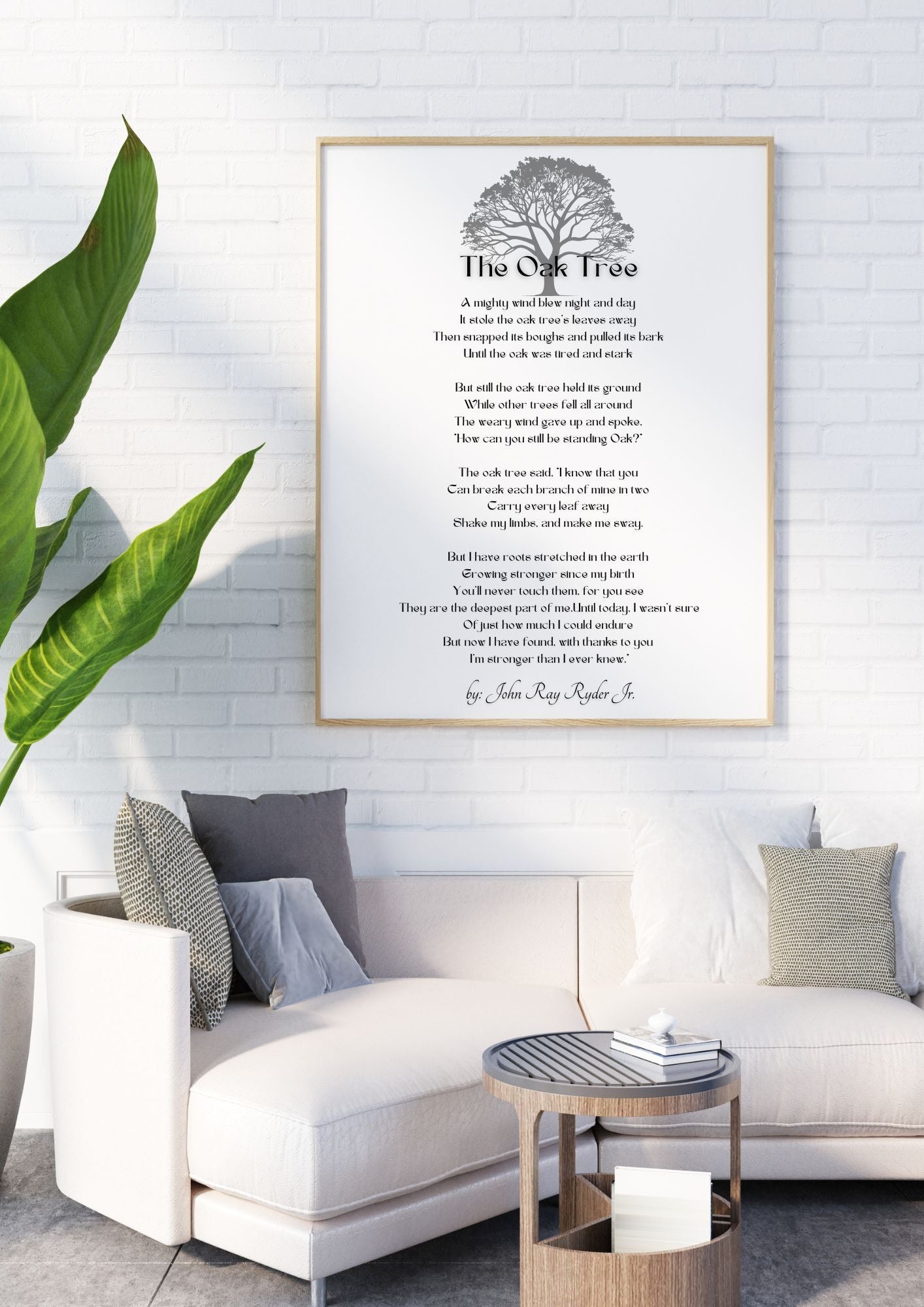 The Oak Tree by John Ray Ryder Jr. – Inspirational Resilience Poem Wall Art