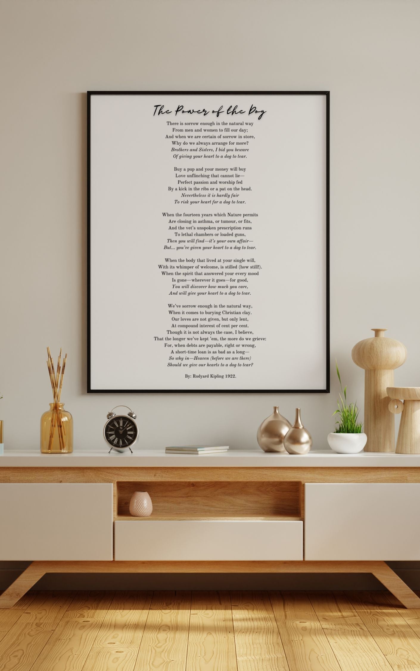 The Power of the Dog by Rudyard Kipling – Heartfelt Pet Loss Poem Print