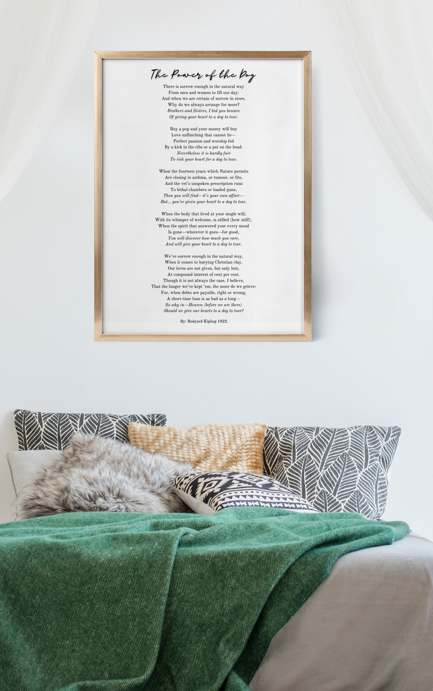 The Power of the Dog by Rudyard Kipling – Heartfelt Pet Loss Poem Print