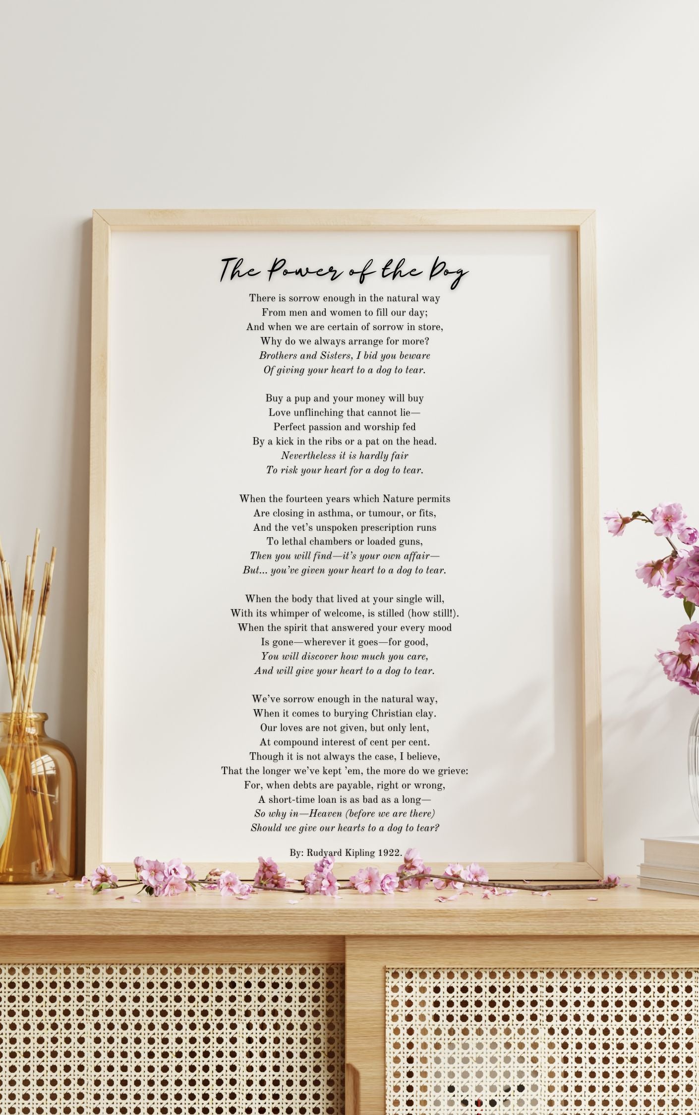 The Power of the Dog by Rudyard Kipling – Heartfelt Pet Loss Poem Print