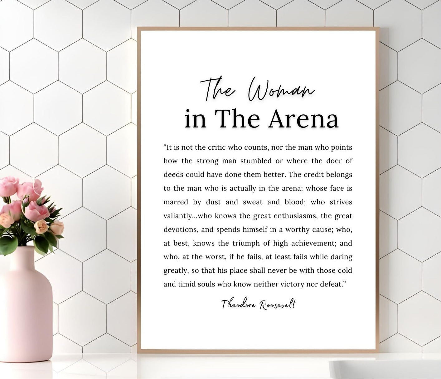 The Woman in The Arena – Theodore Roosevelt | Inspirational Quote Print | Motivational Wall Art