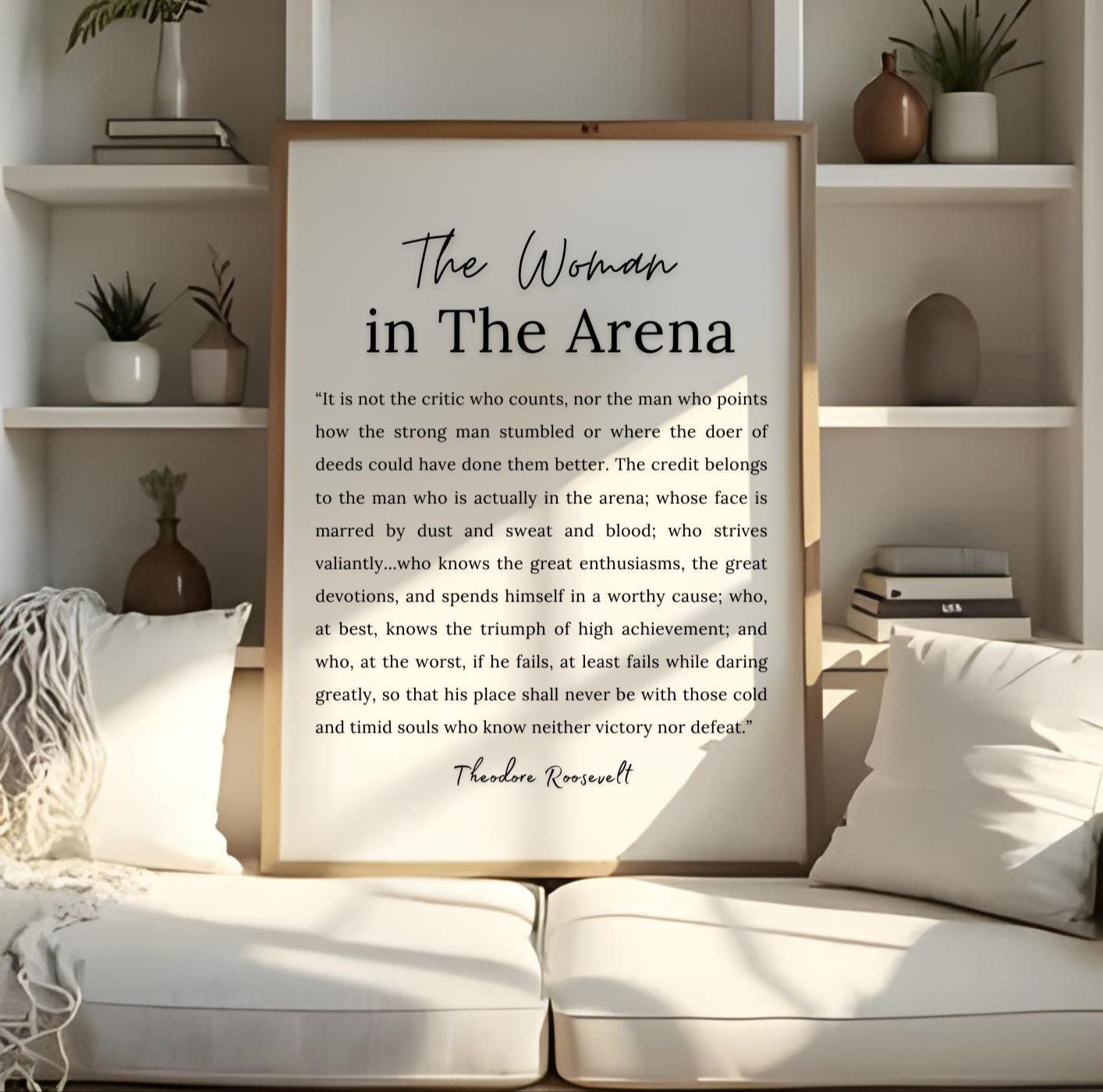 The Woman in The Arena – Theodore Roosevelt | Inspirational Quote Print | Motivational Wall Art
