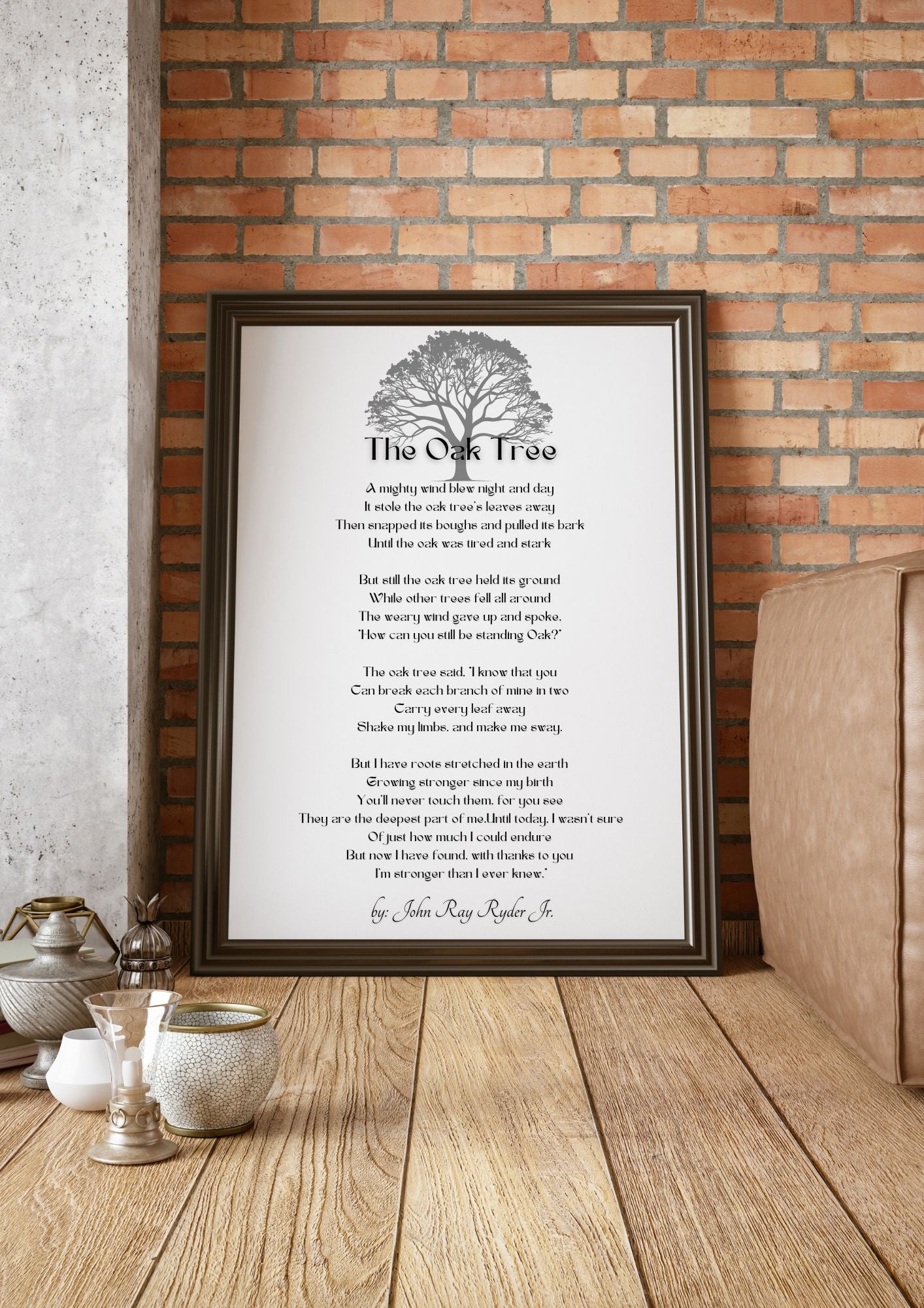 The Oak Tree by John Ray Ryder Jr. – Inspirational Resilience Poem Wall Art