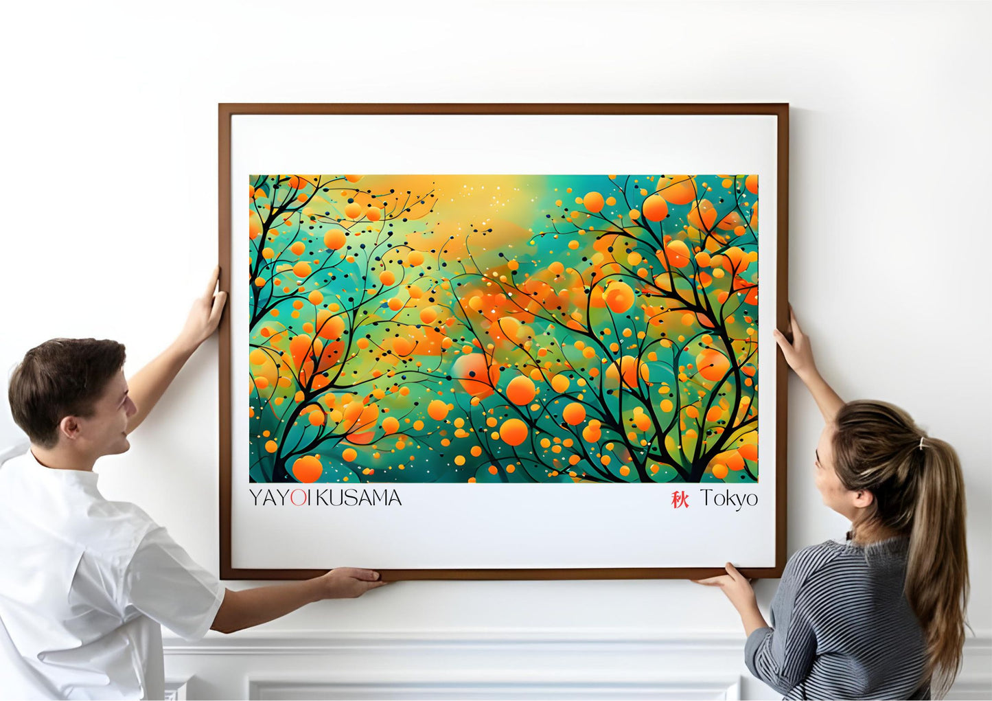 Japanese Abstract Art Print | Yayoi Kusama Inspired | Autumn Wall Decor | Digital Download