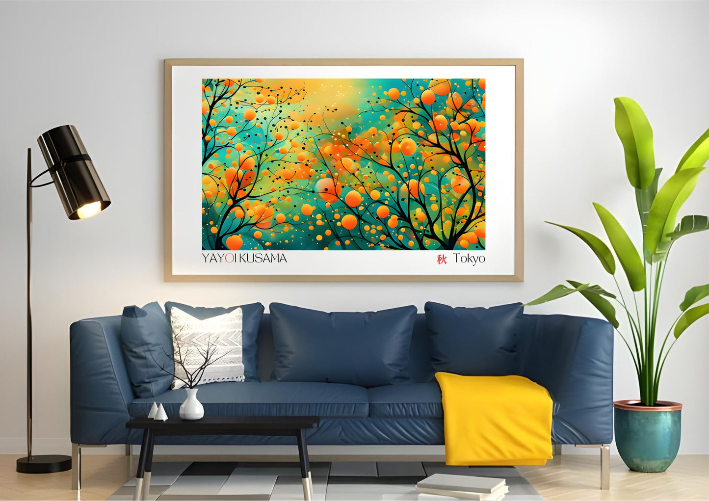 Japanese Abstract Art Print | Yayoi Kusama Inspired | Autumn Wall Decor | Digital Download