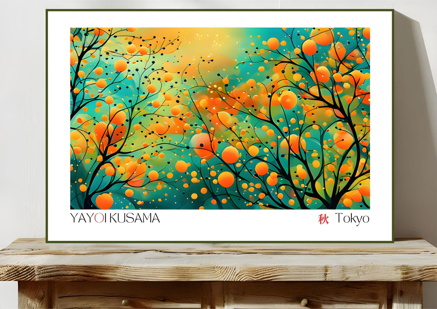 Japanese Abstract Art Print | Yayoi Kusama Inspired | Autumn Wall Decor | Digital Download