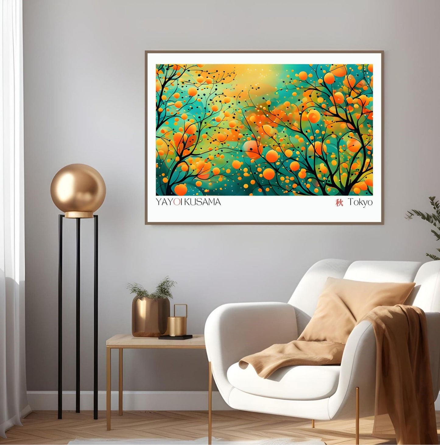 Japanese Abstract Art Print | Yayoi Kusama Inspired | Autumn Wall Decor | Digital Download