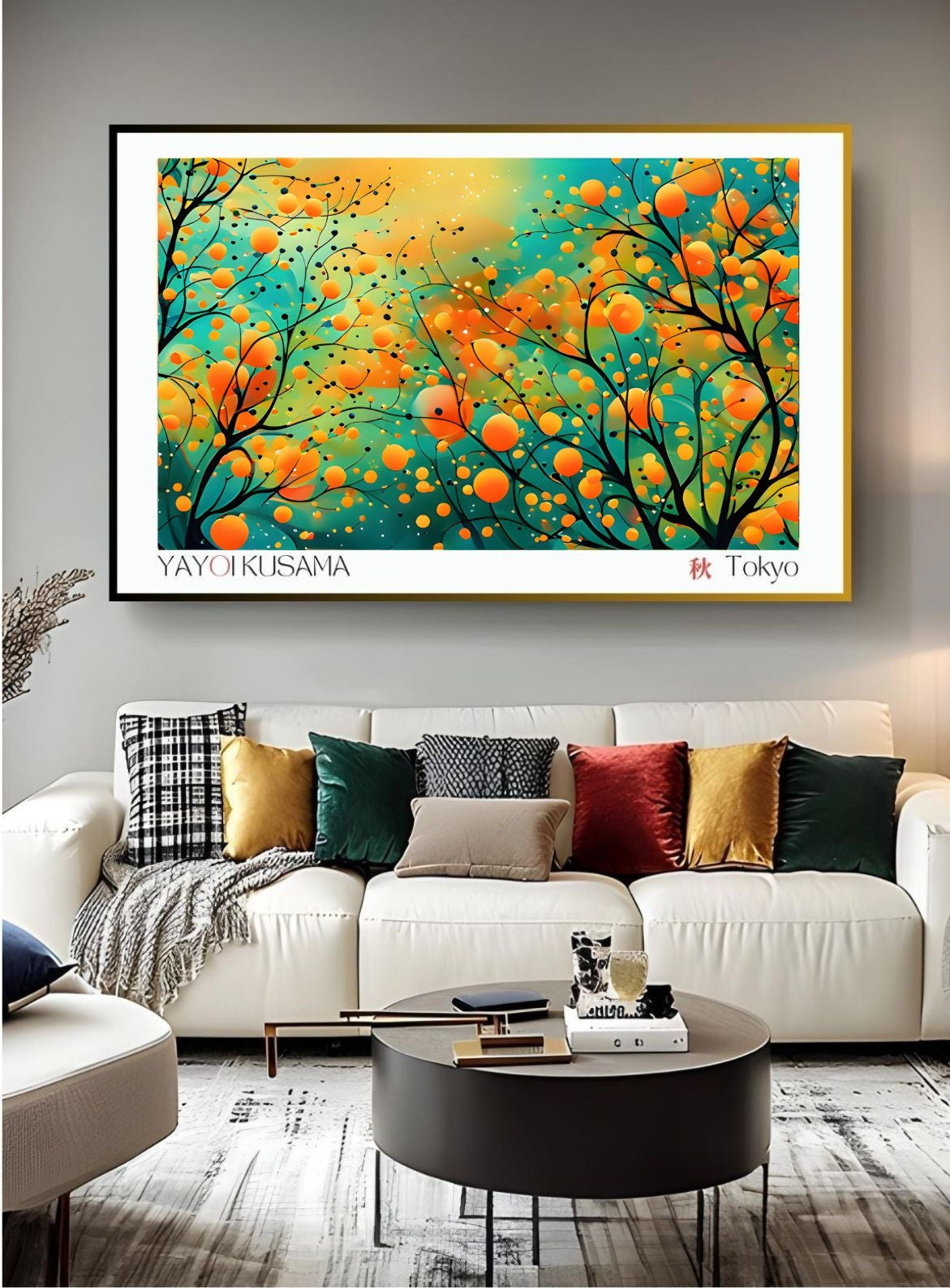Japanese Abstract Art Print | Yayoi Kusama Inspired | Autumn Wall Decor | Digital Download