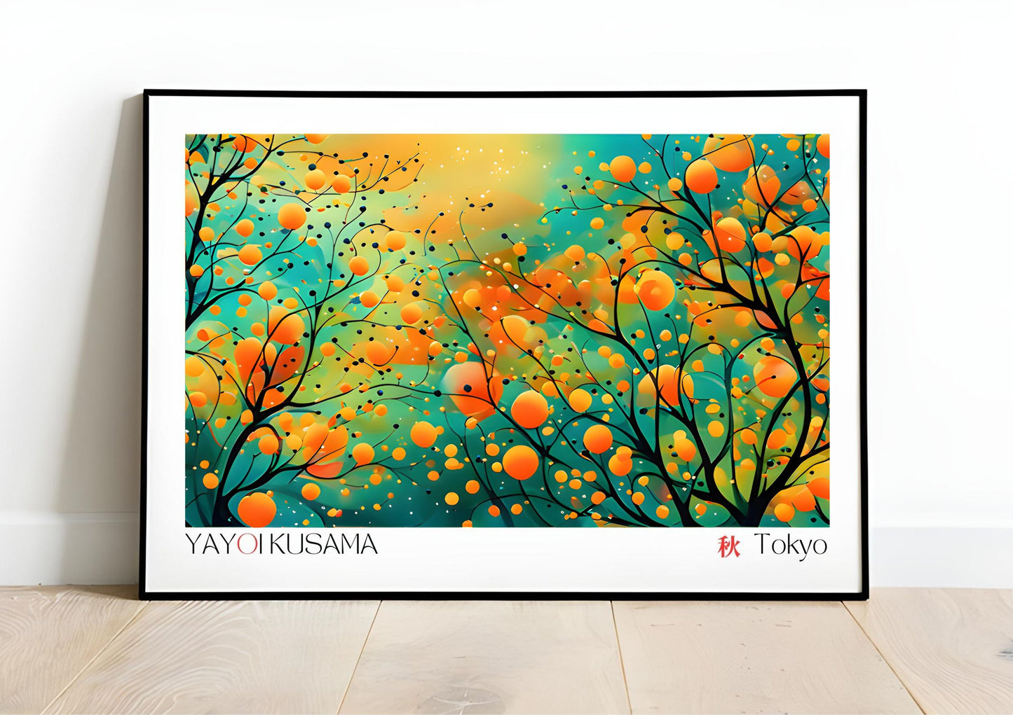 Japanese Abstract Art Print | Yayoi Kusama Inspired | Autumn Wall Decor | Digital Download