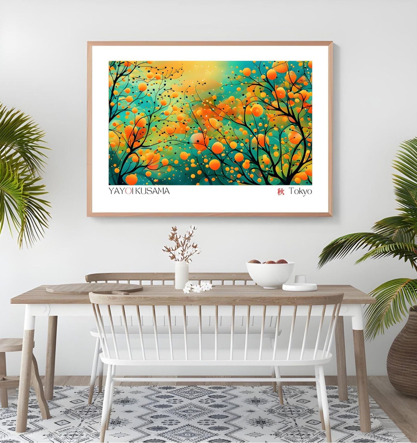 Japanese Abstract Art Print | Yayoi Kusama Inspired | Autumn Wall Decor | Digital Download