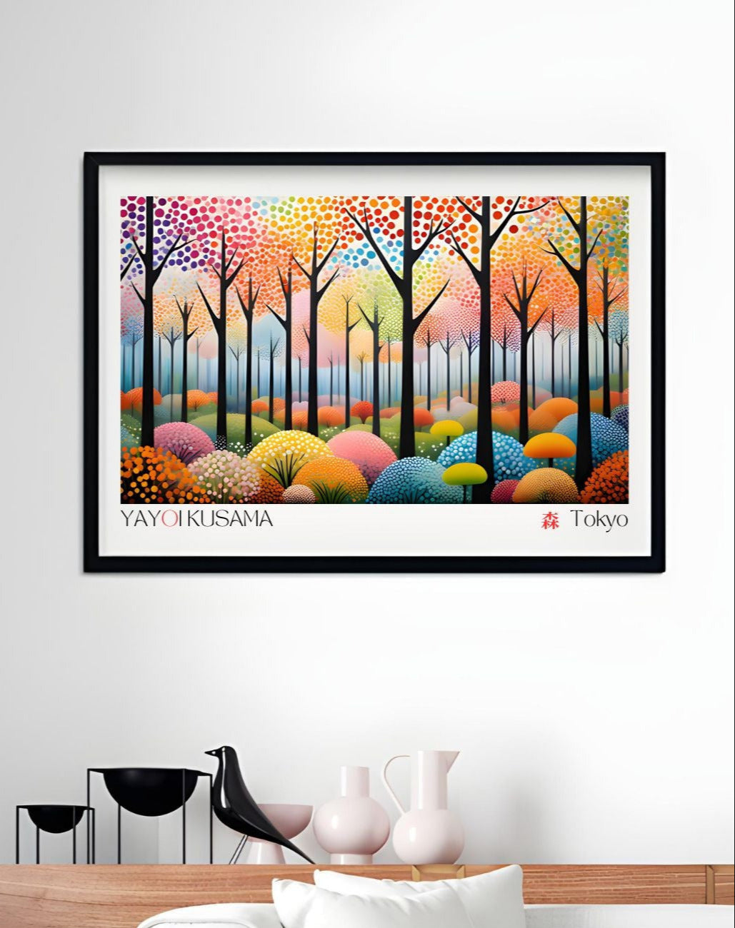Yayoi Kusama Inspired Printable Art – Colorful Abstract Forest – Digital Download