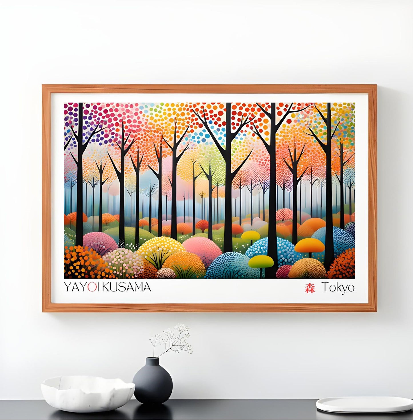 Yayoi Kusama Inspired Printable Art – Colorful Abstract Forest – Digital Download