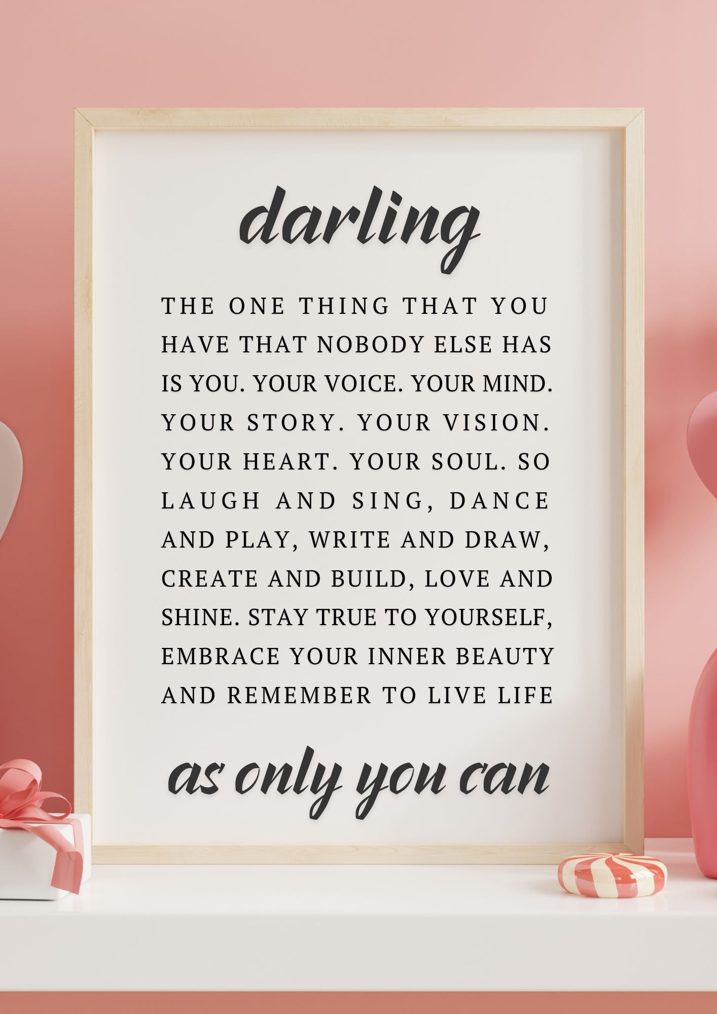 Darling – Inspirational Wall Art Print – Motivational Quote – Digital Download