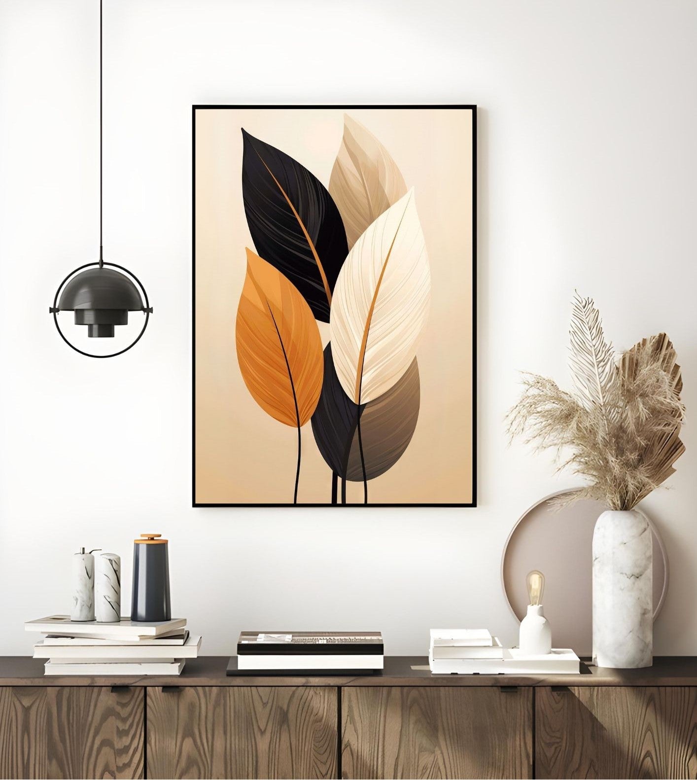 Minimalist Leaf Wall Art Print – Fall Decor & Autumn Gift for Host