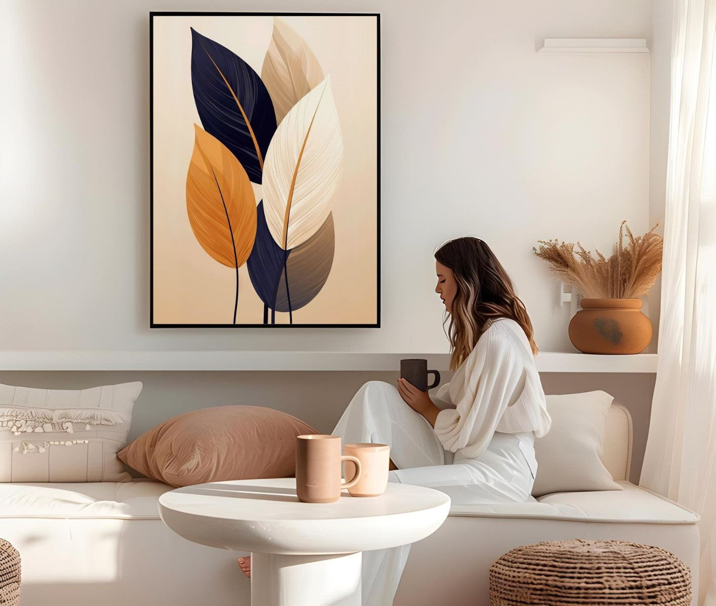 Minimalist Leaf Wall Art Print – Fall Decor & Autumn Gift for Host